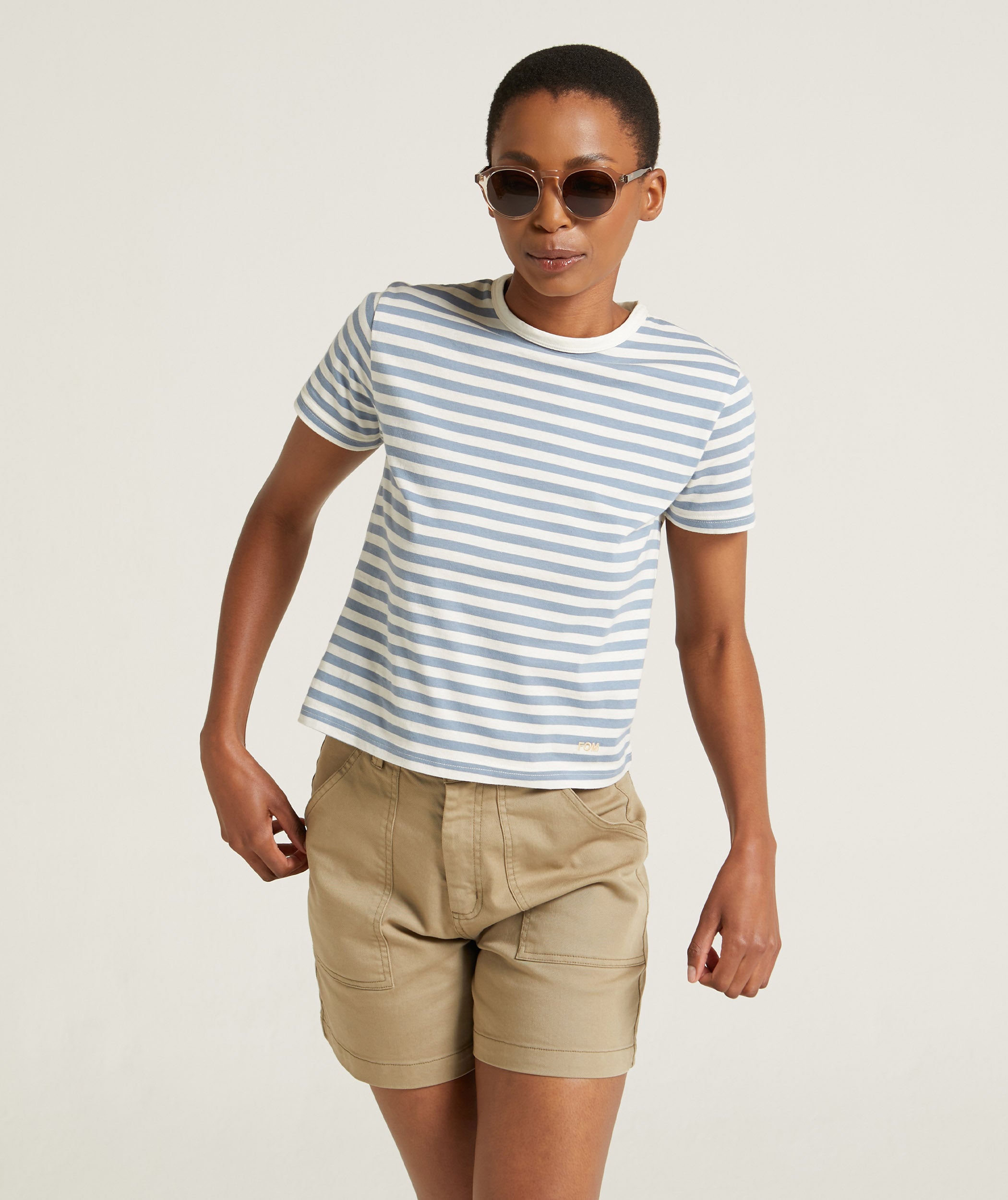 Ladies Regular Fit Tee - Blue Stripes