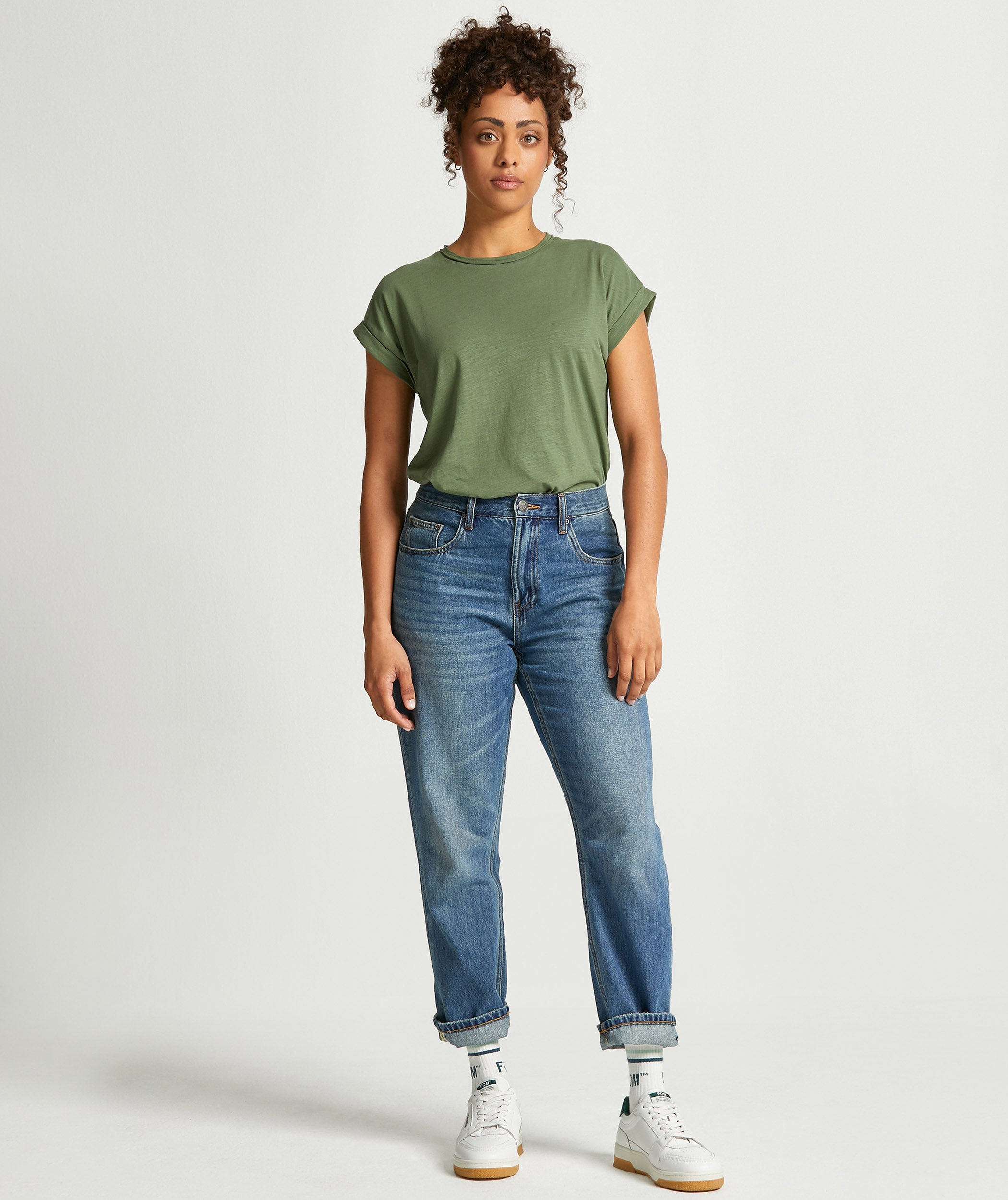 Ladies Cotton Slub Tee - Olive Green