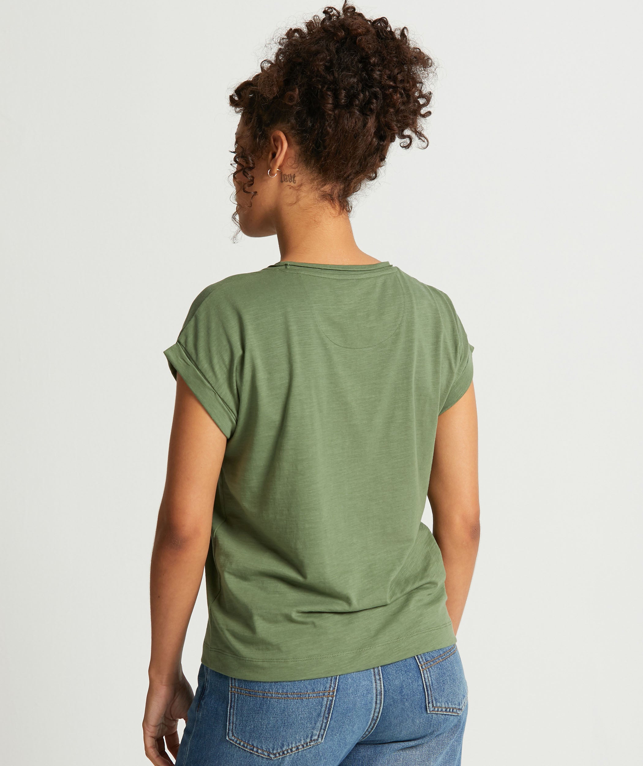 Ladies Cotton Slub Tee - Olive Green