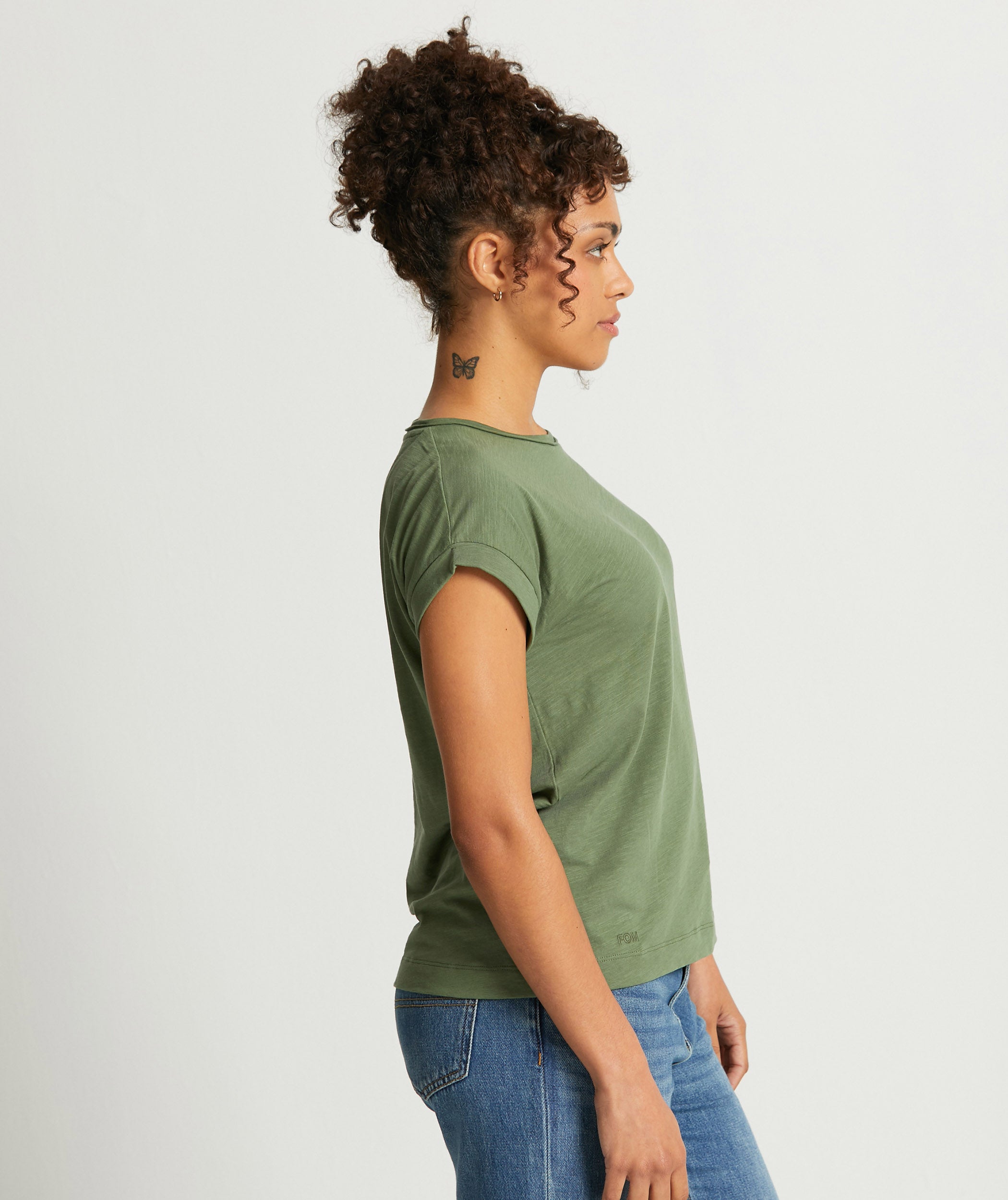 Ladies Cotton Slub Tee - Olive Green