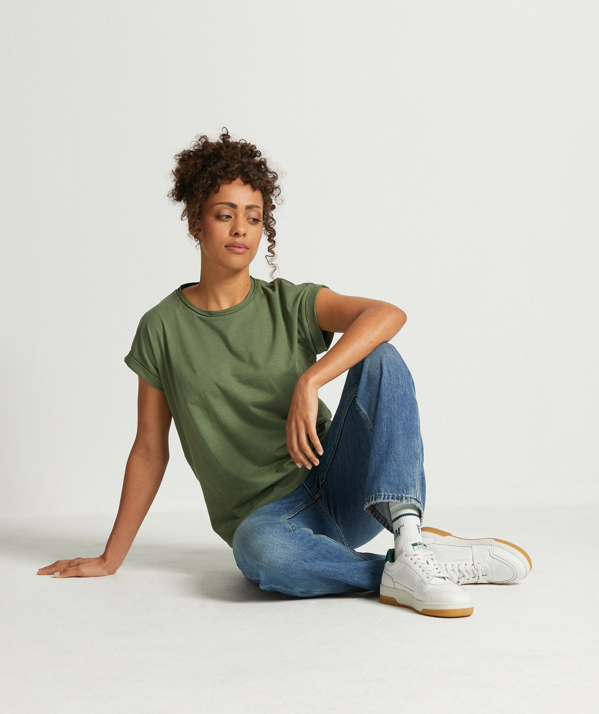 Ladies Cotton Slub Tee - Olive Green