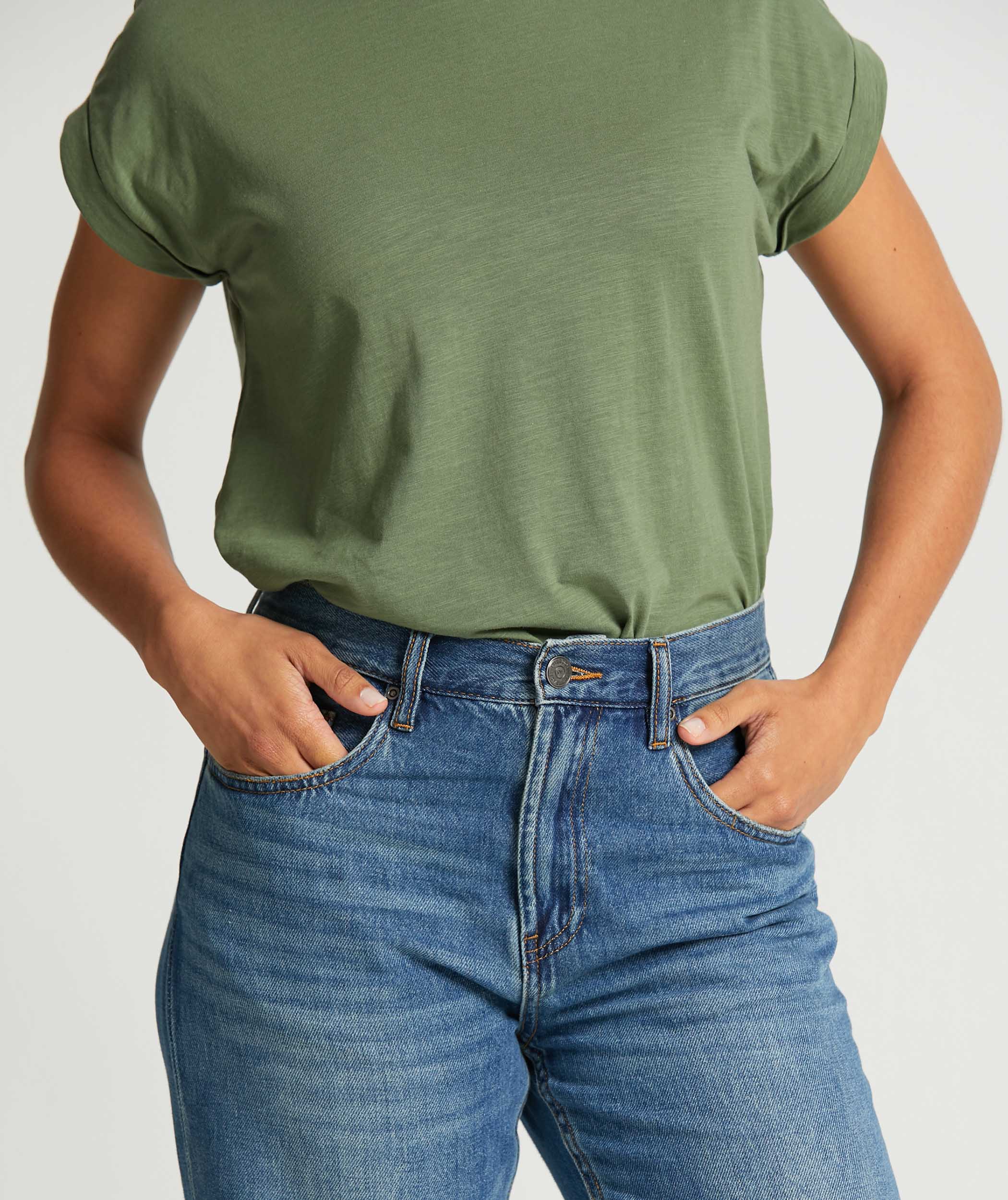 Ladies Cotton Slub Tee - Olive Green