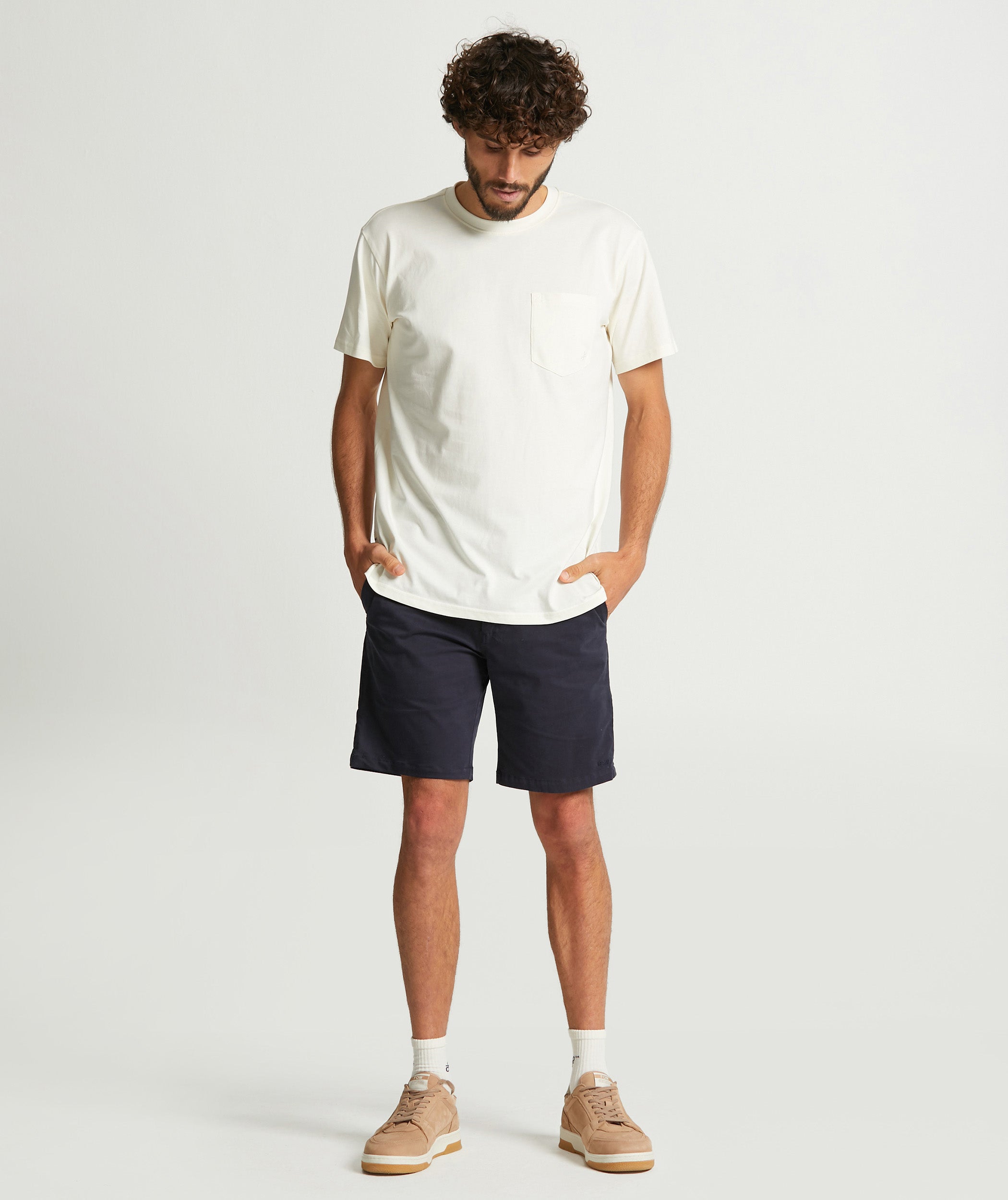 Mens Cotton Stretch Chino Shorts - Navy