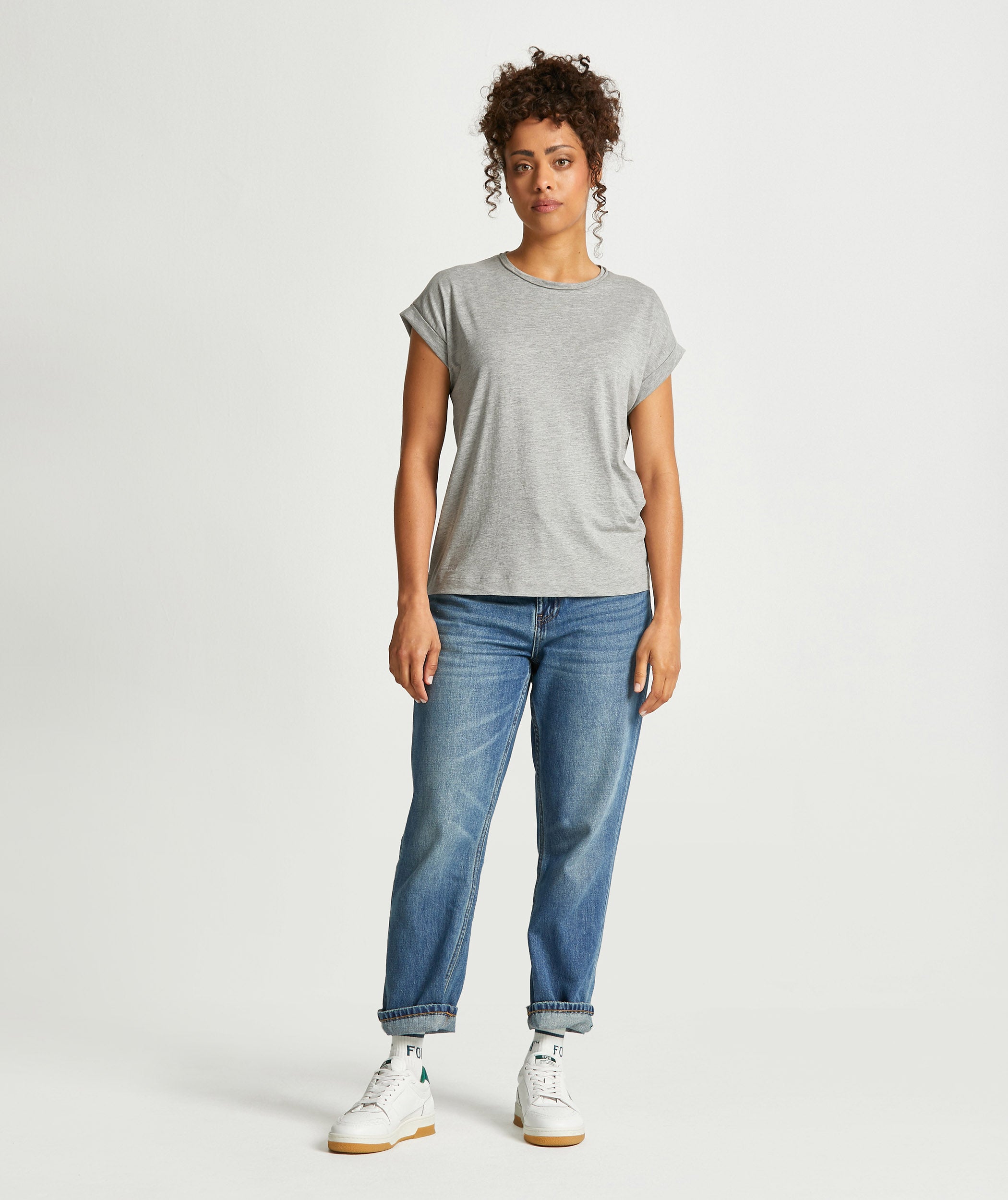 Ladies Cotton Melange Tee - Grey