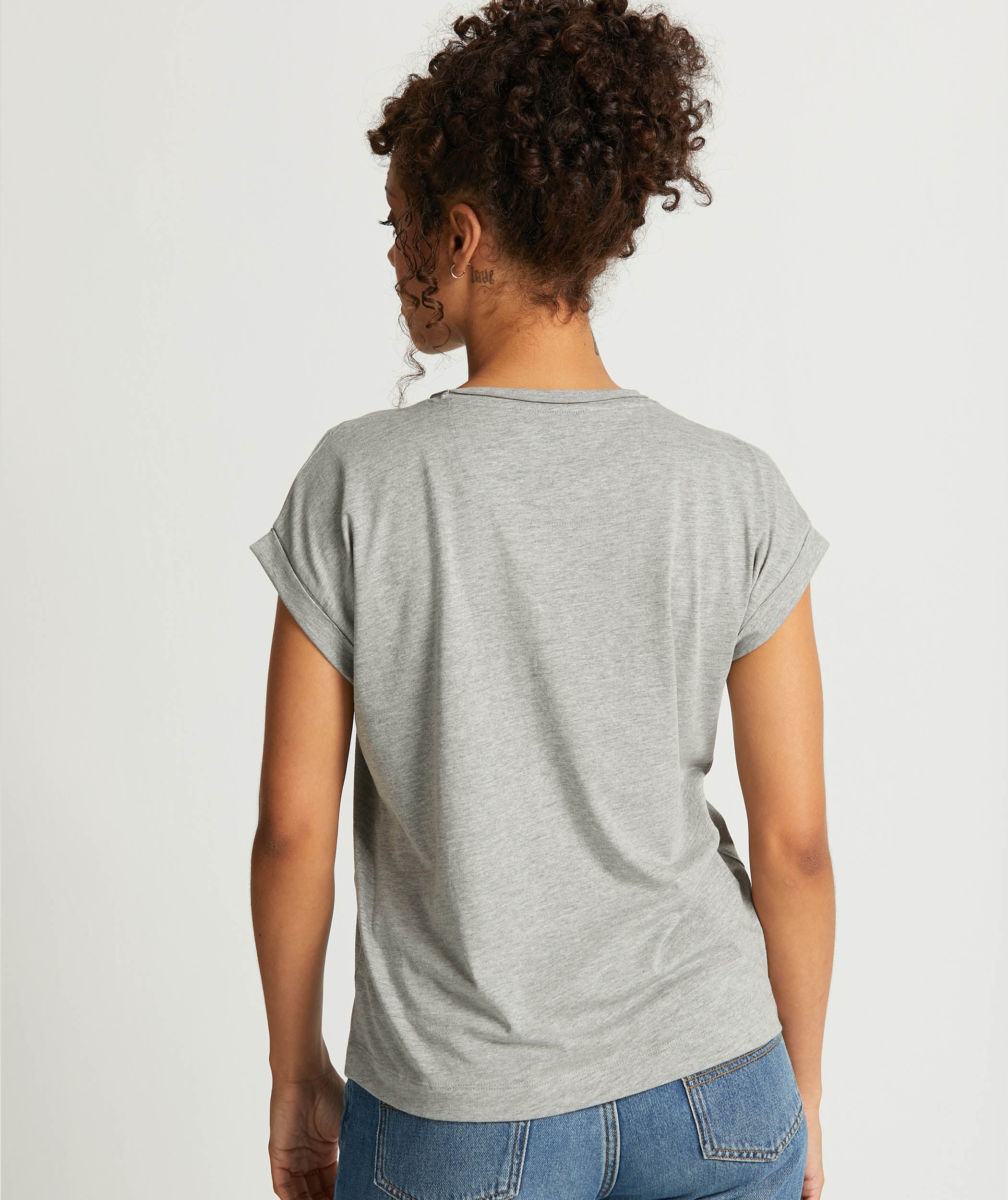 Ladies Cotton Melange Tee - Grey