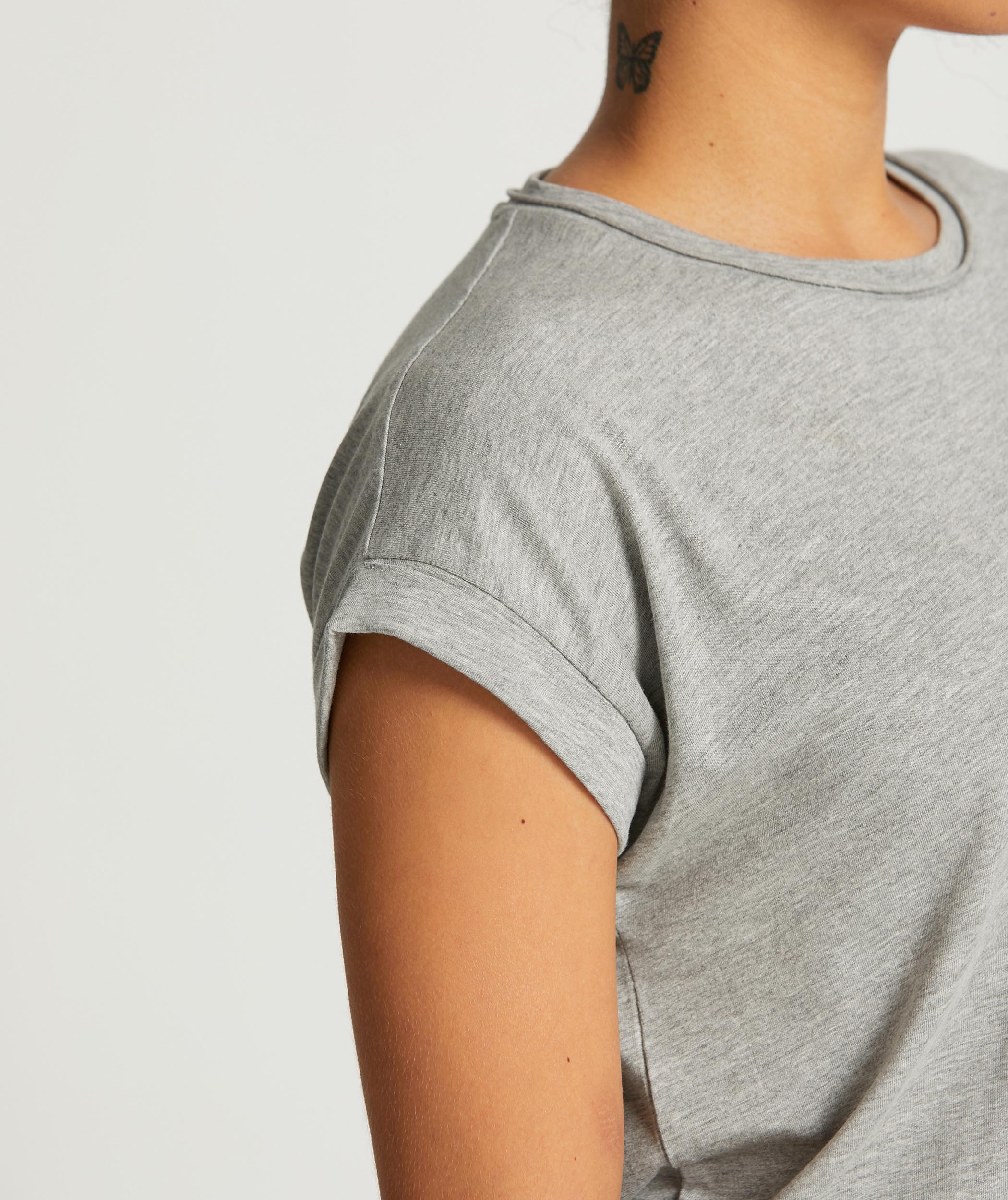 Ladies Cotton Melange Tee - Grey