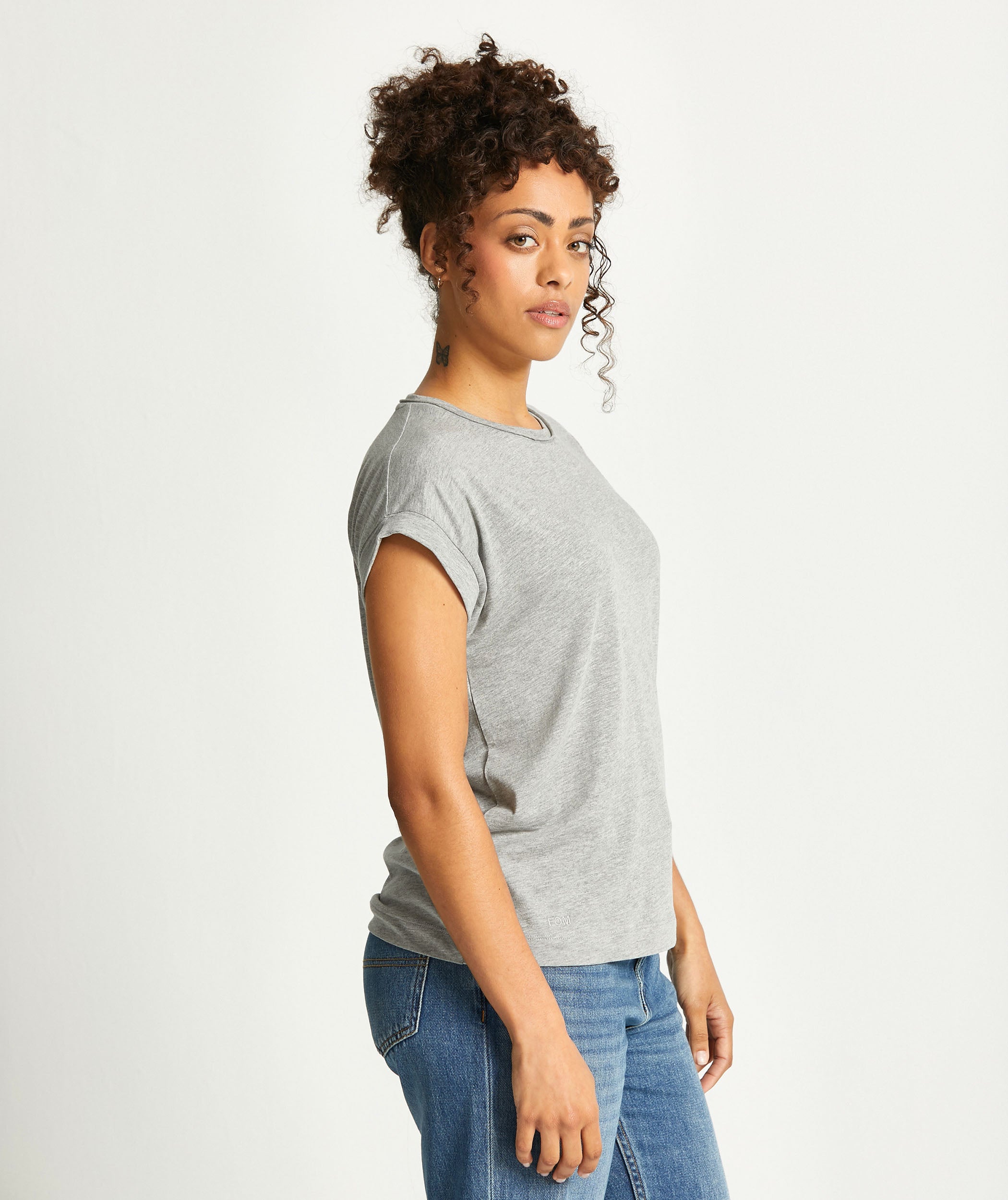 Ladies Cotton Melange Tee - Grey