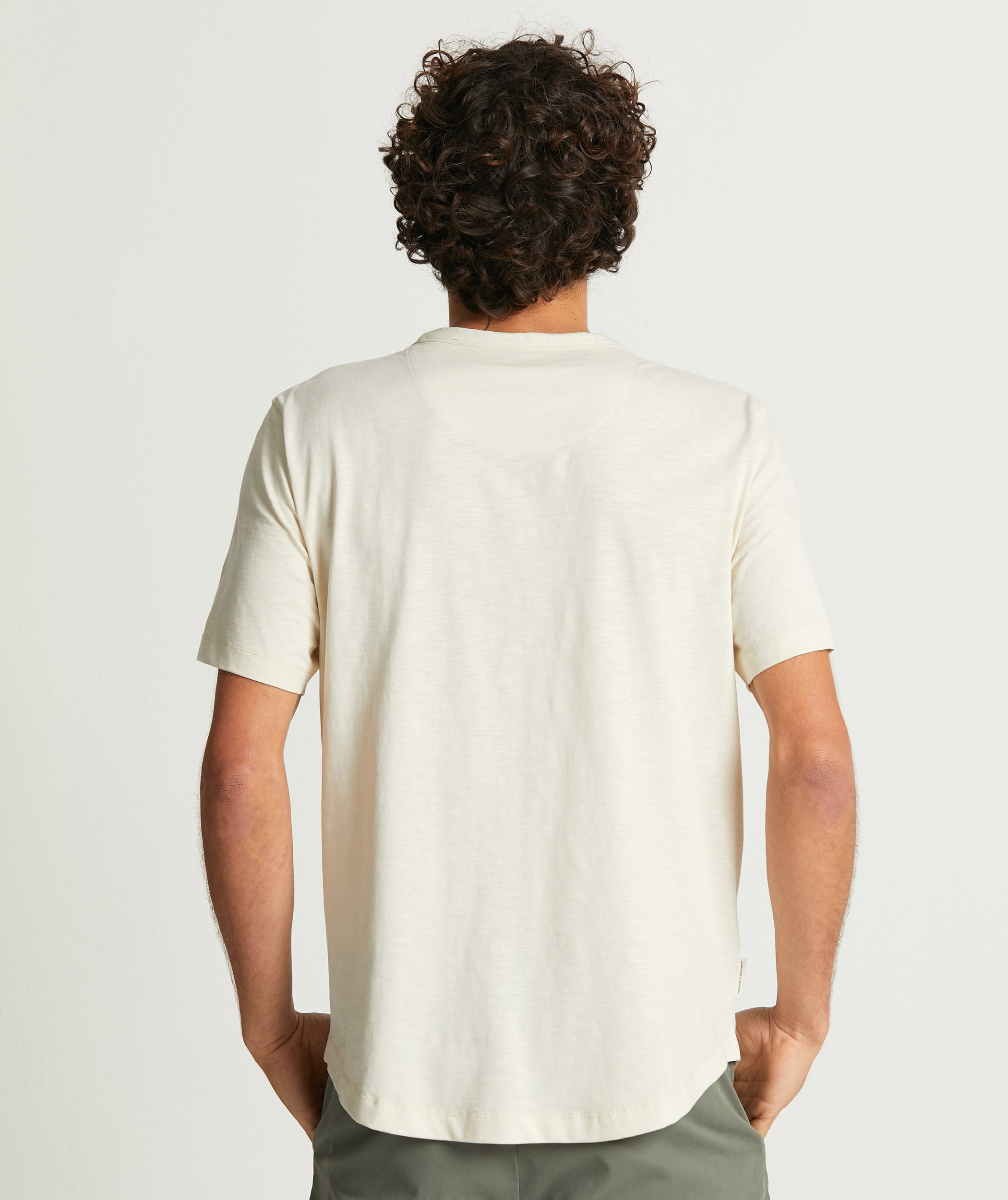 Mens Curved Hem Slub Tee - Ecru