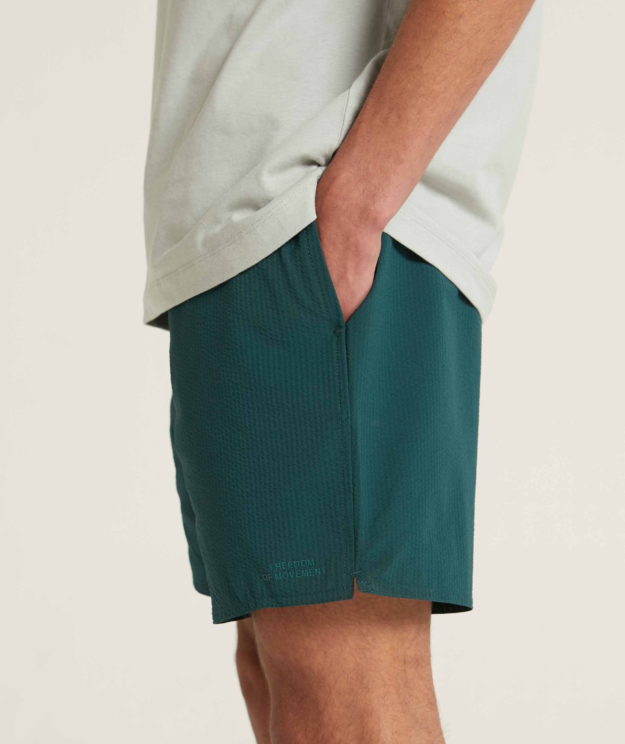 Mens Seersucker Swim Shorts - Green Stripe