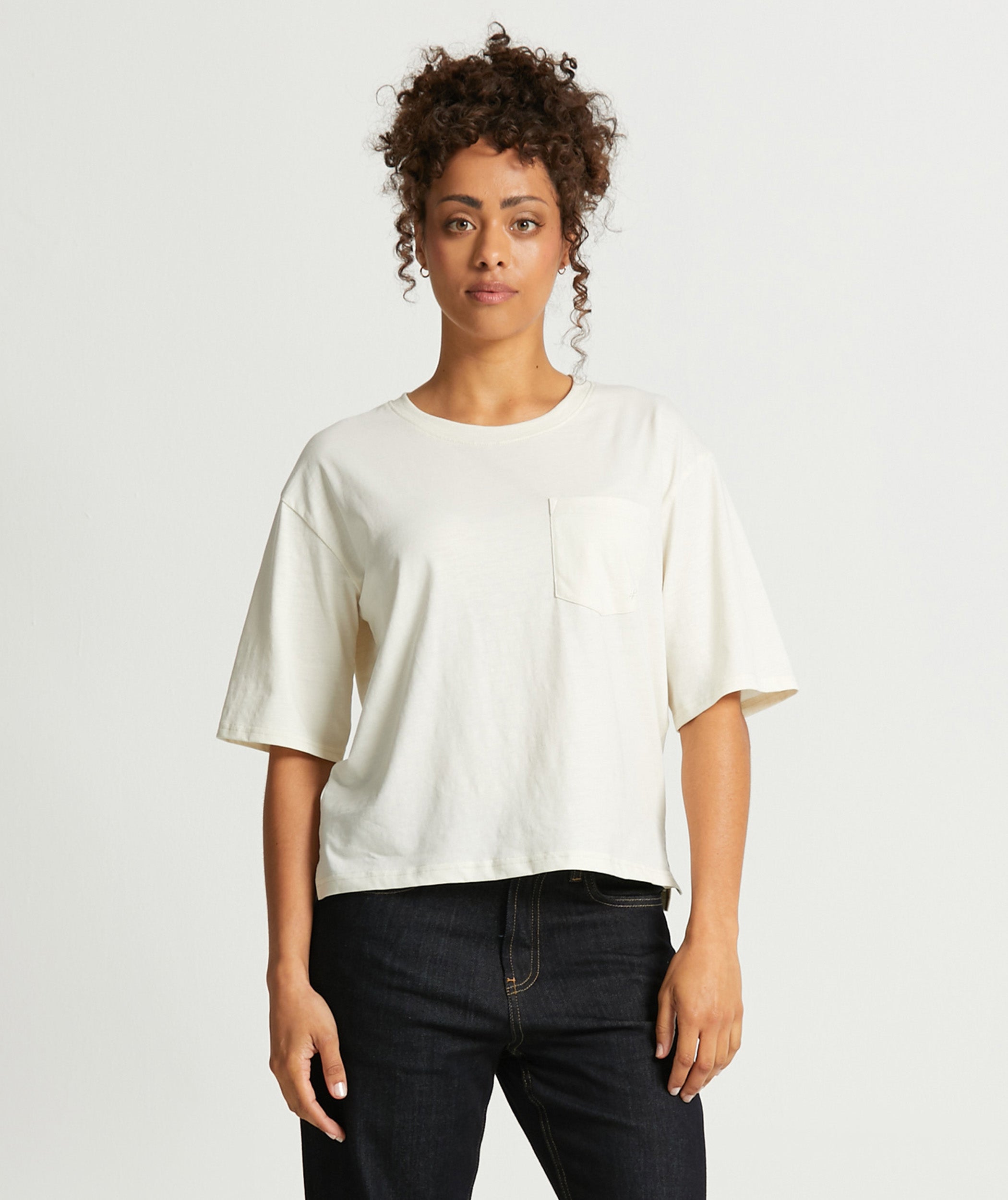 Ladies Standard Organic Cotton Pocket Tee - Coconut Milk