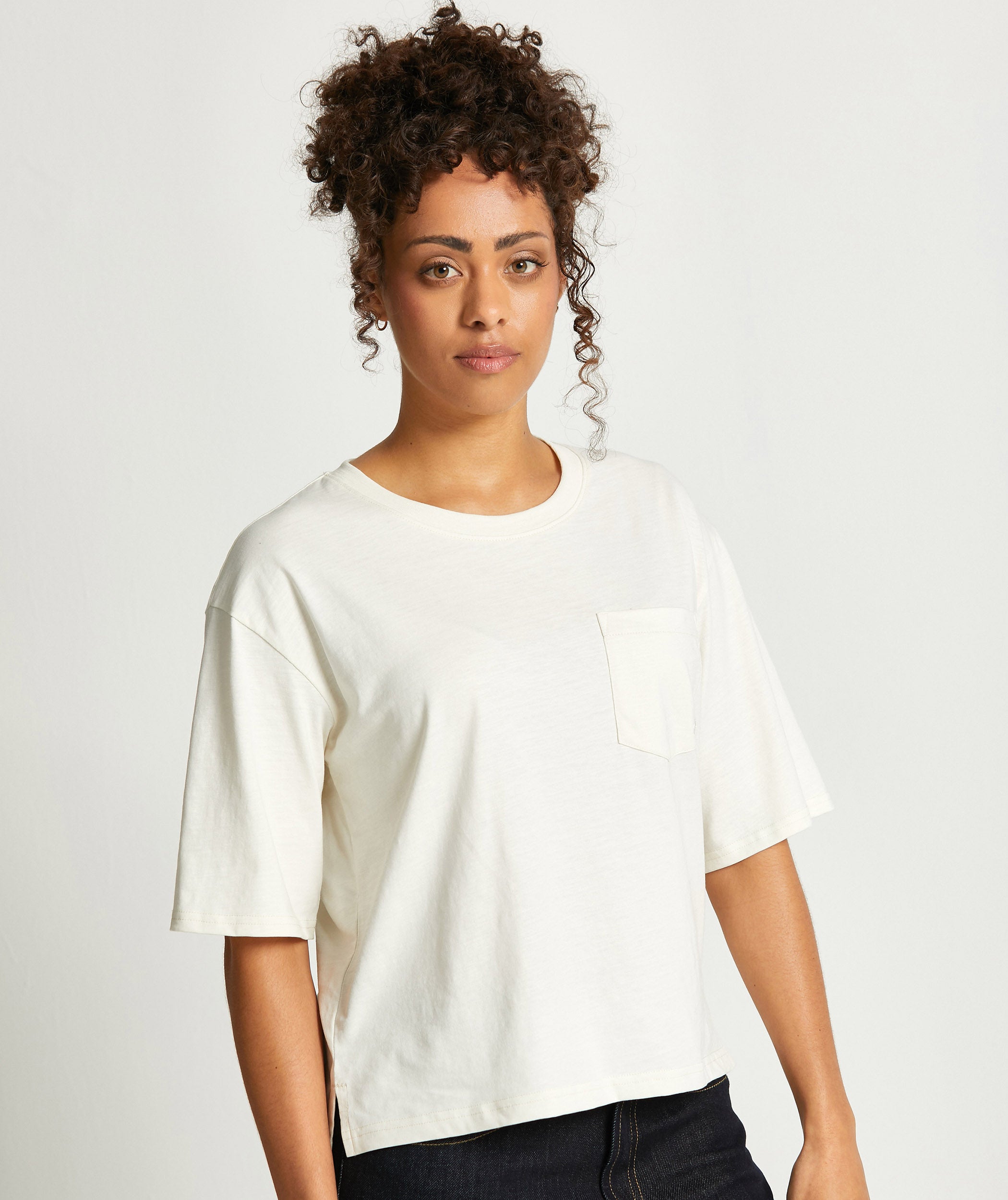 Ladies Standard Organic Cotton Pocket Tee - Coconut Milk