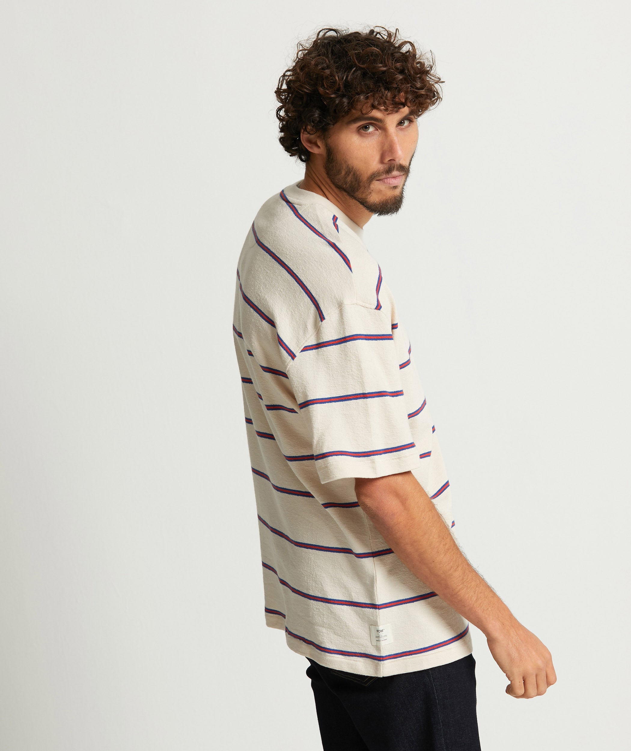 Mens Structured Jersey Knit Tee - Ecru