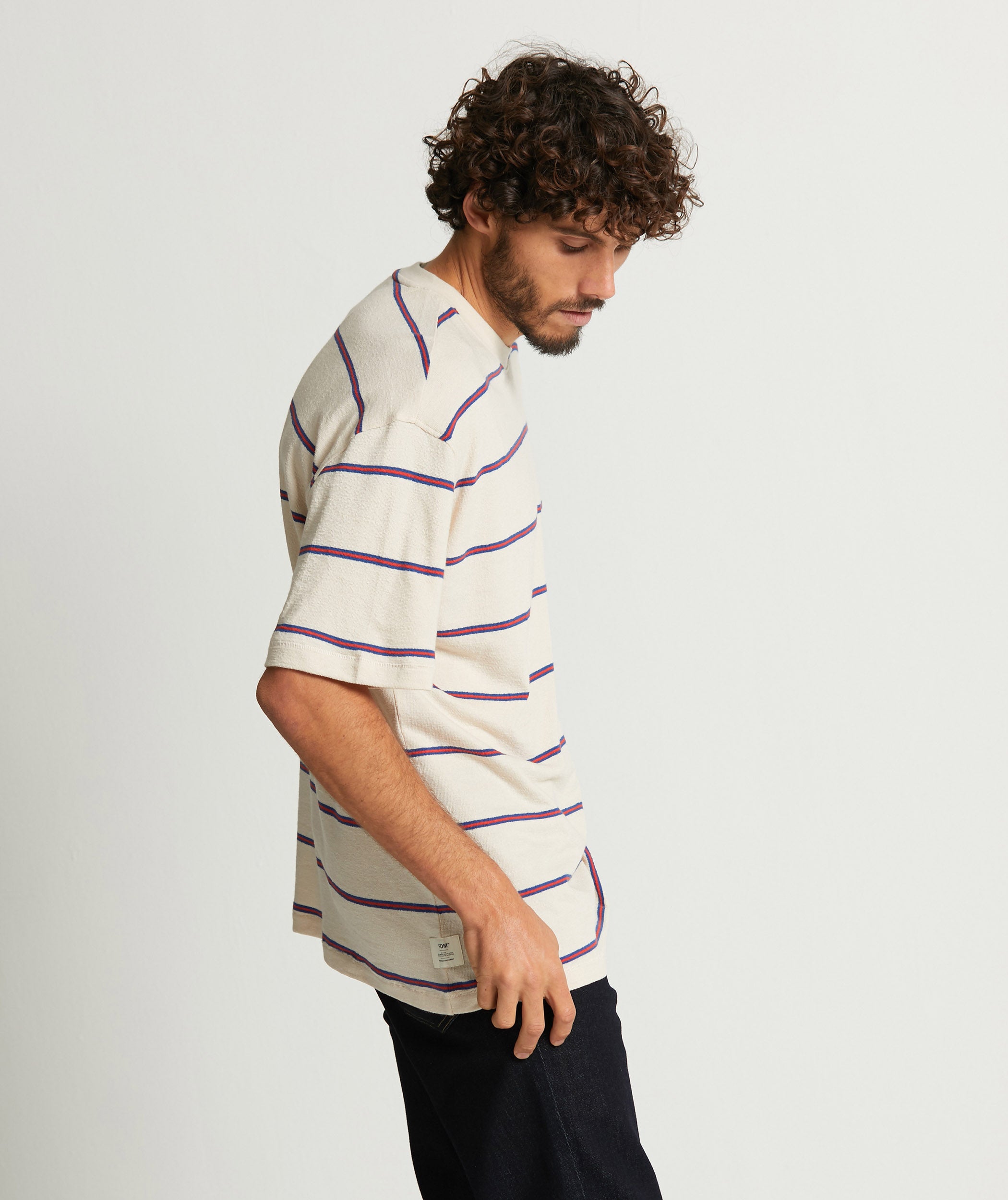 Mens Structured Jersey Knit Tee - Ecru