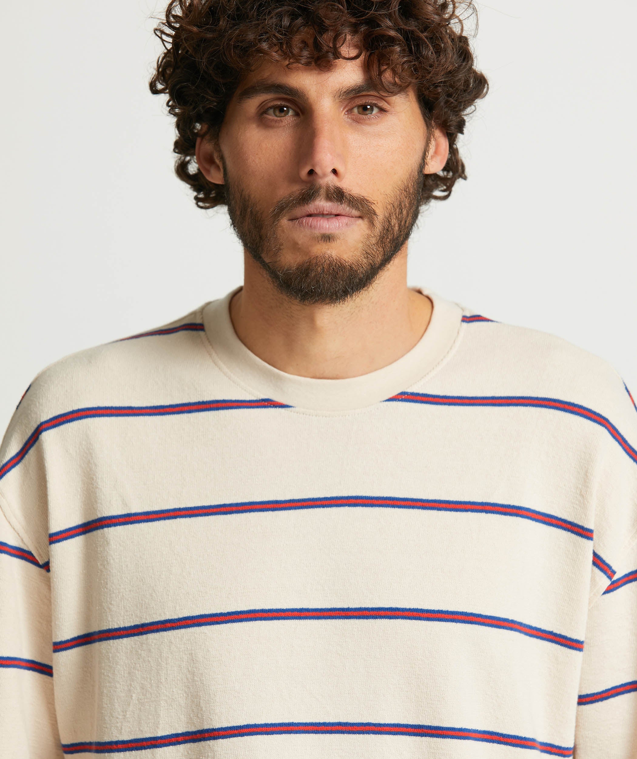 Mens Structured Jersey Knit Tee - Ecru