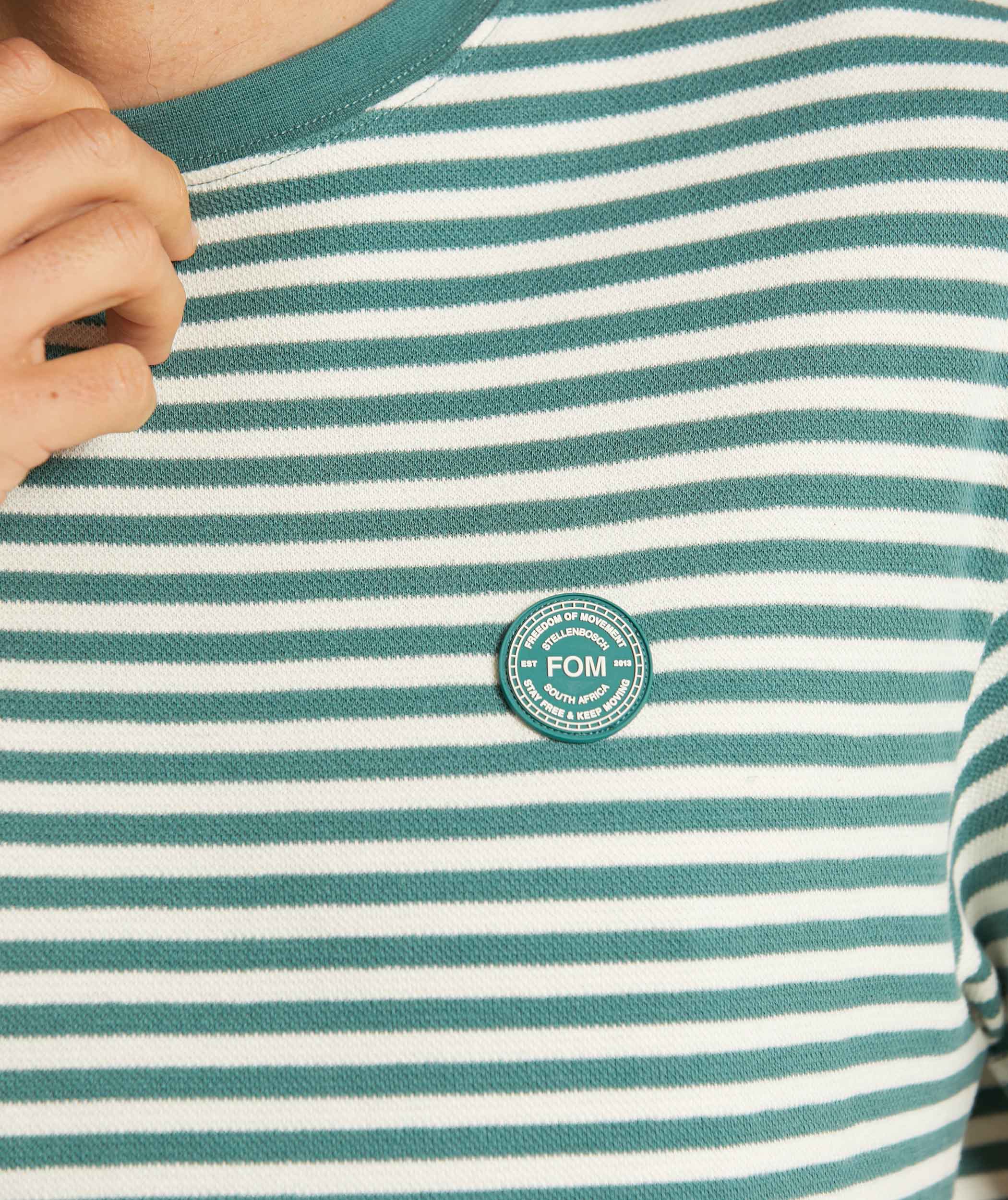 Mens Pique Tee - Teal Stripe