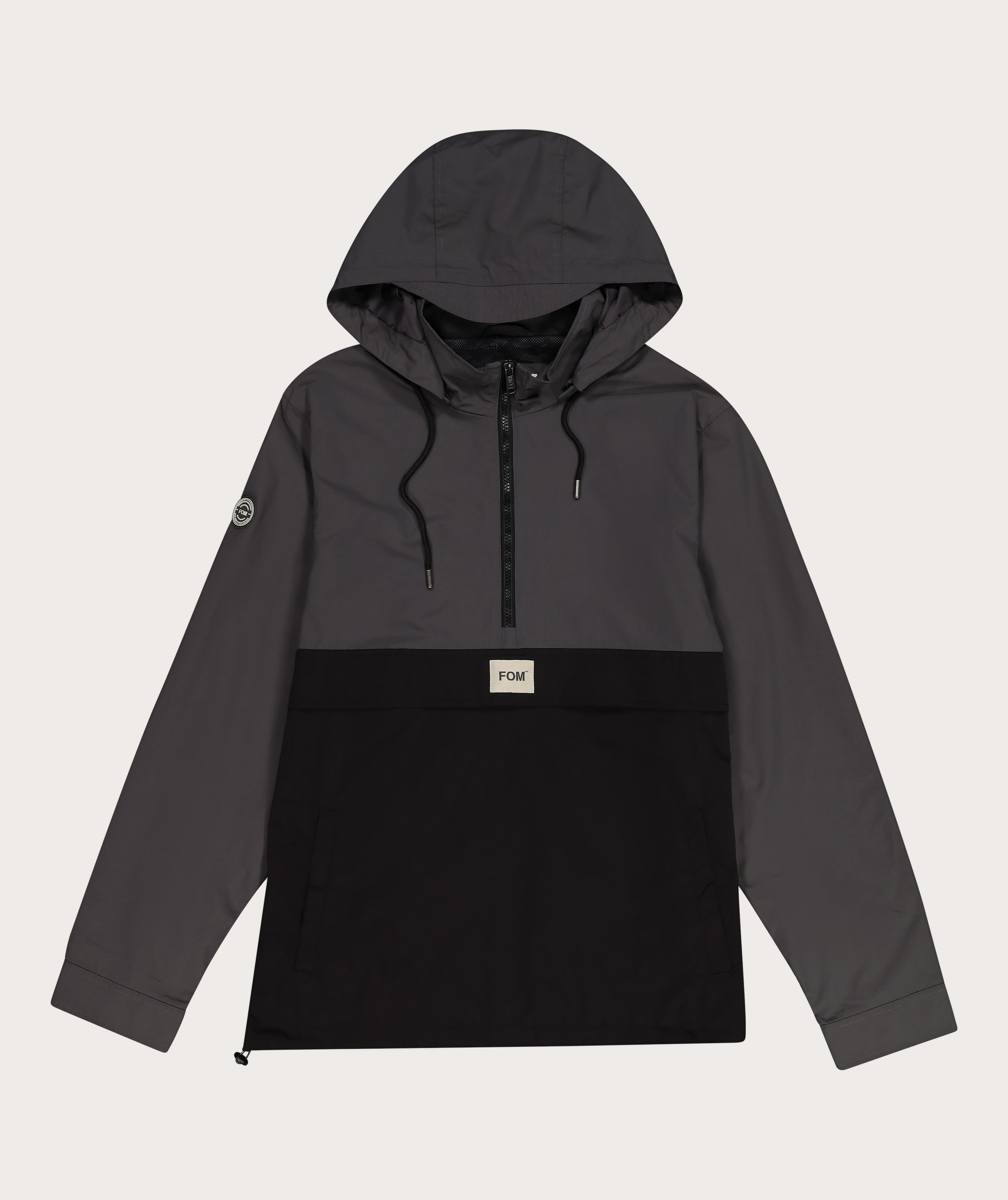 Mens Anorak Charcoal Black Colourblock