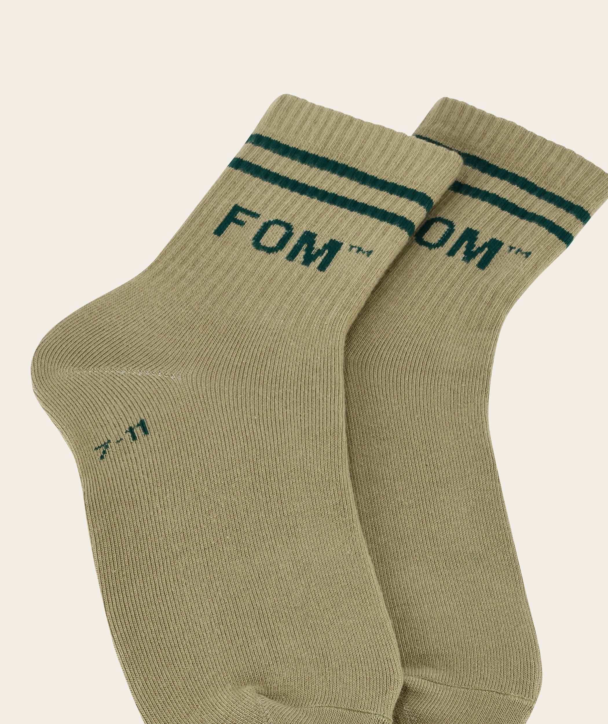 Socks FOM Active - Light Olive/ Khaki Stripe (Size 7-11)