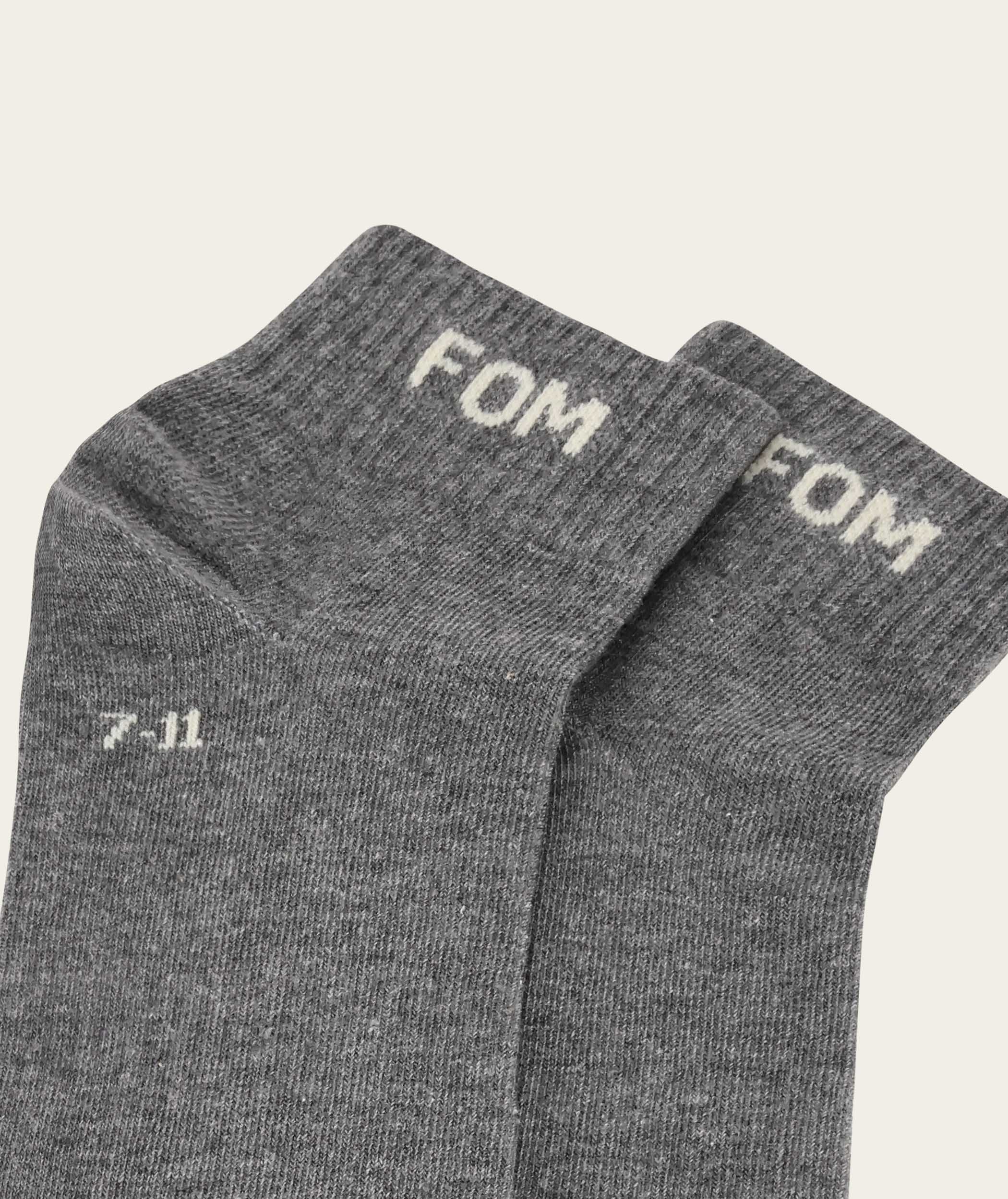 Socks FOM Ankle Twin Pack - White & Grey Melange (Size 7-11)