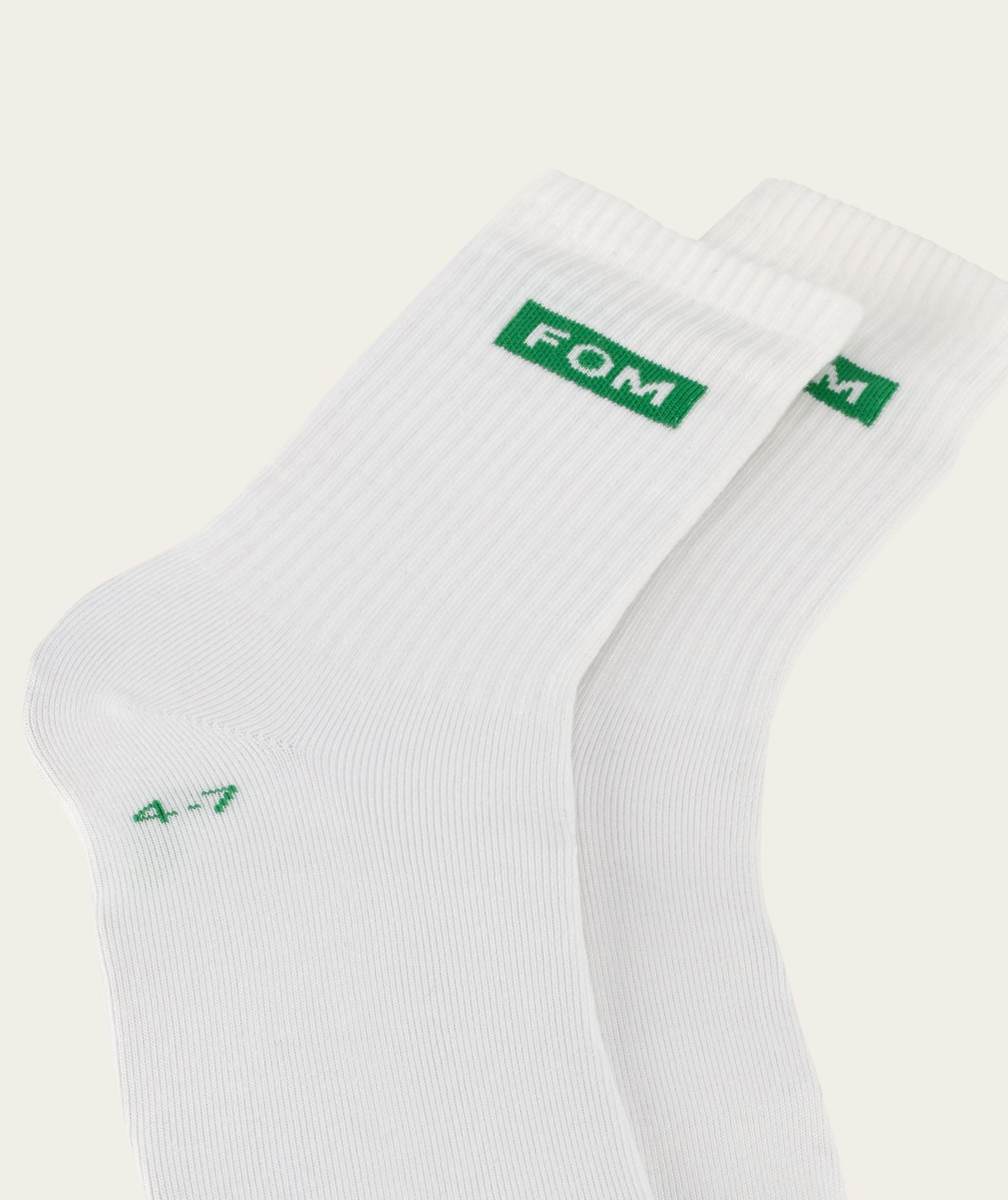 Socks FOM Crew Twin Pack - Green Knot & White FOM (Size 4-7)