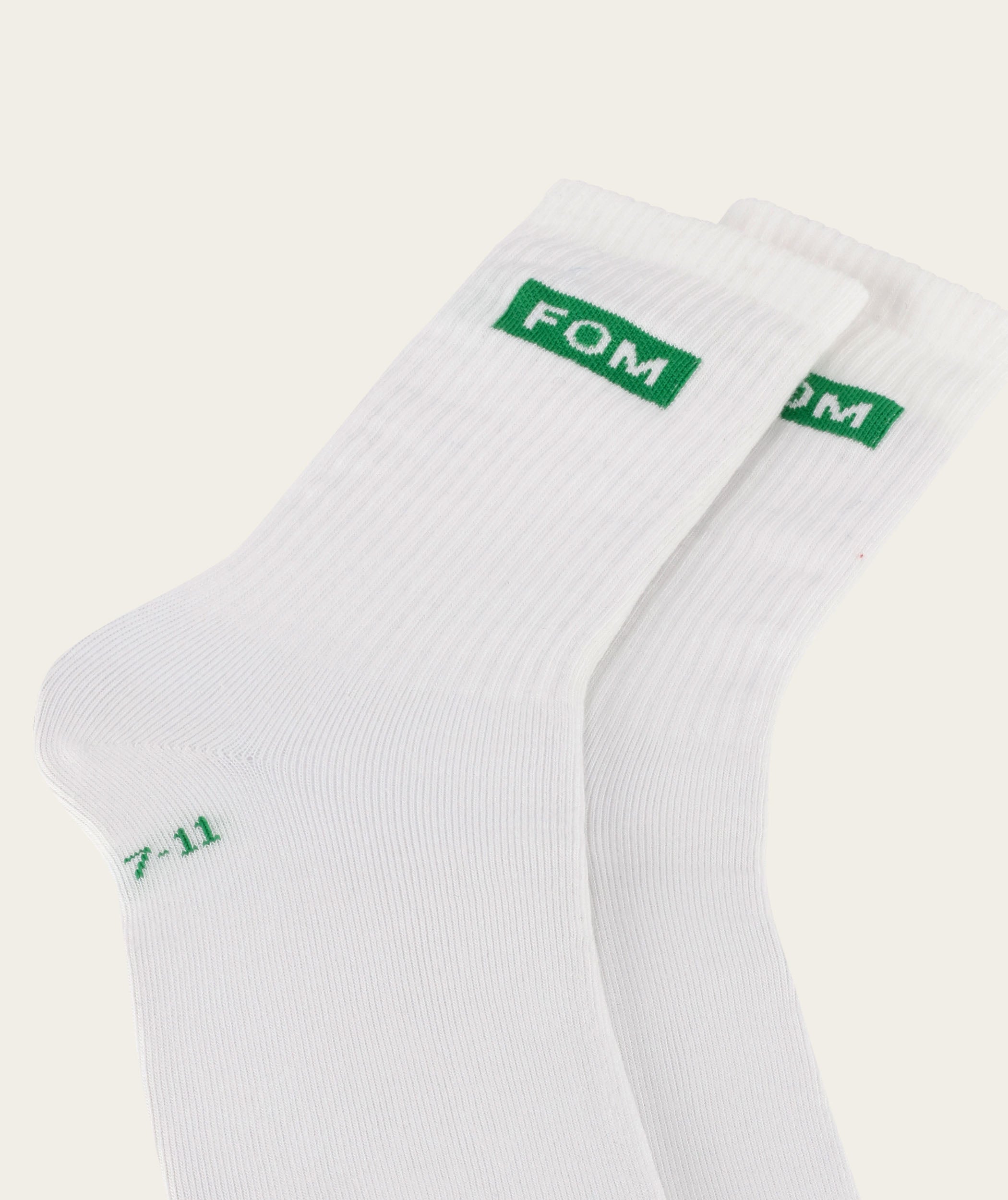 Socks FOM Crew Twin Pack - Green Knot & White FOM (Size 7-11)