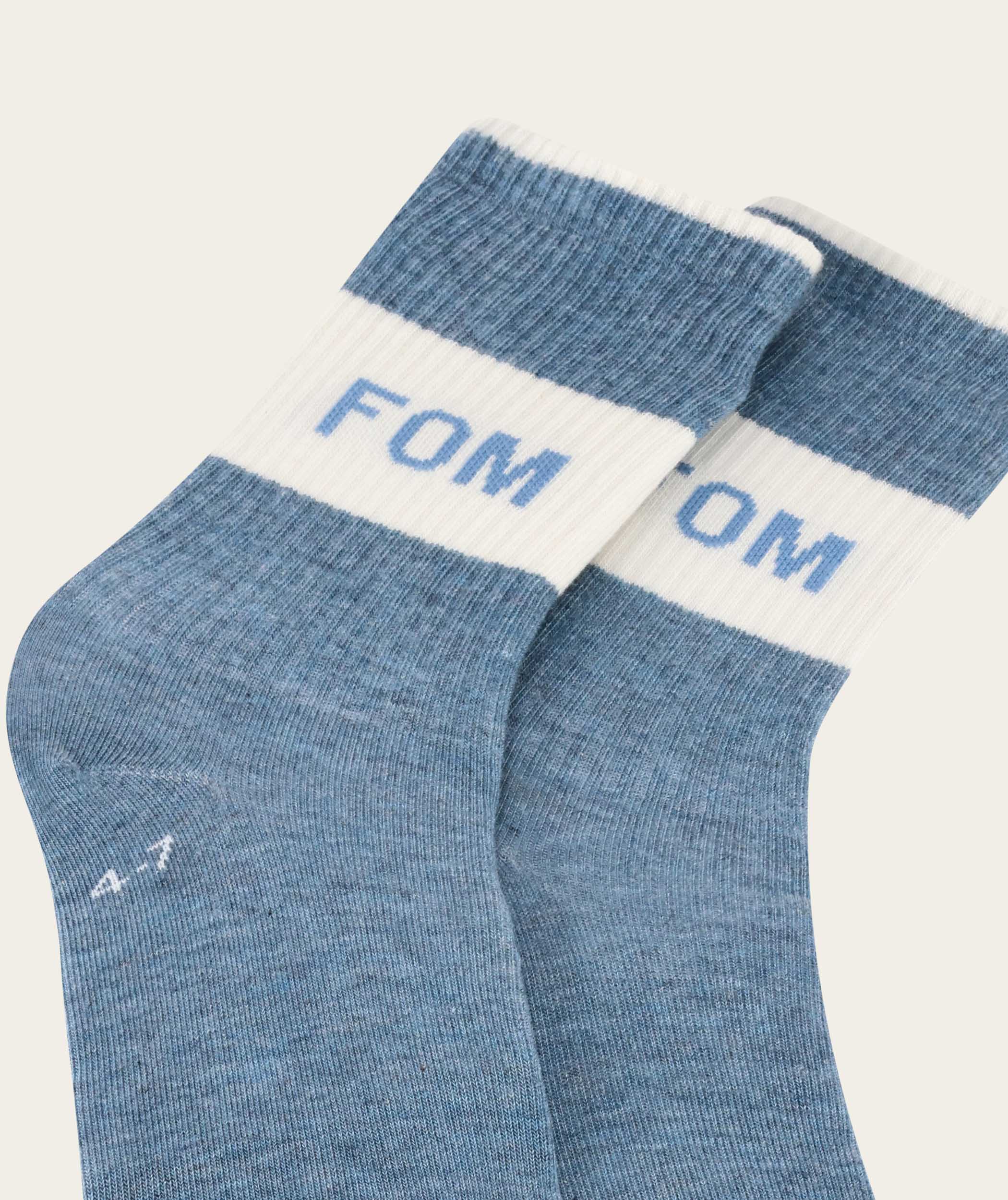 Socks Crew Twin Pack - Cream & Sky Blue Stripe (Size 4-7)