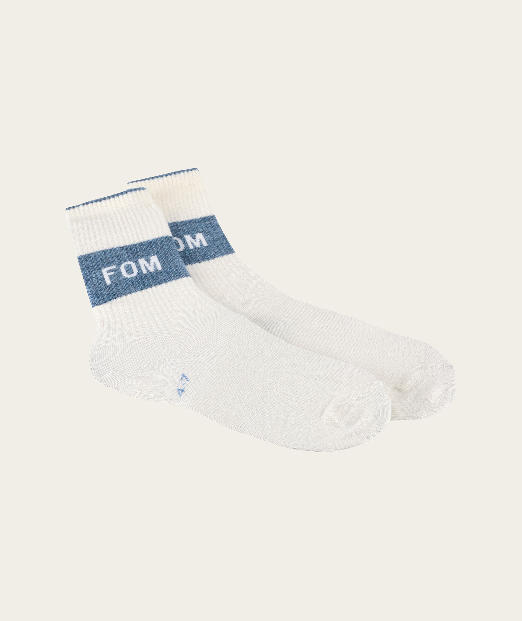 Socks Crew Twin Pack - Cream & Sky Blue Stripe (Size 4-7)