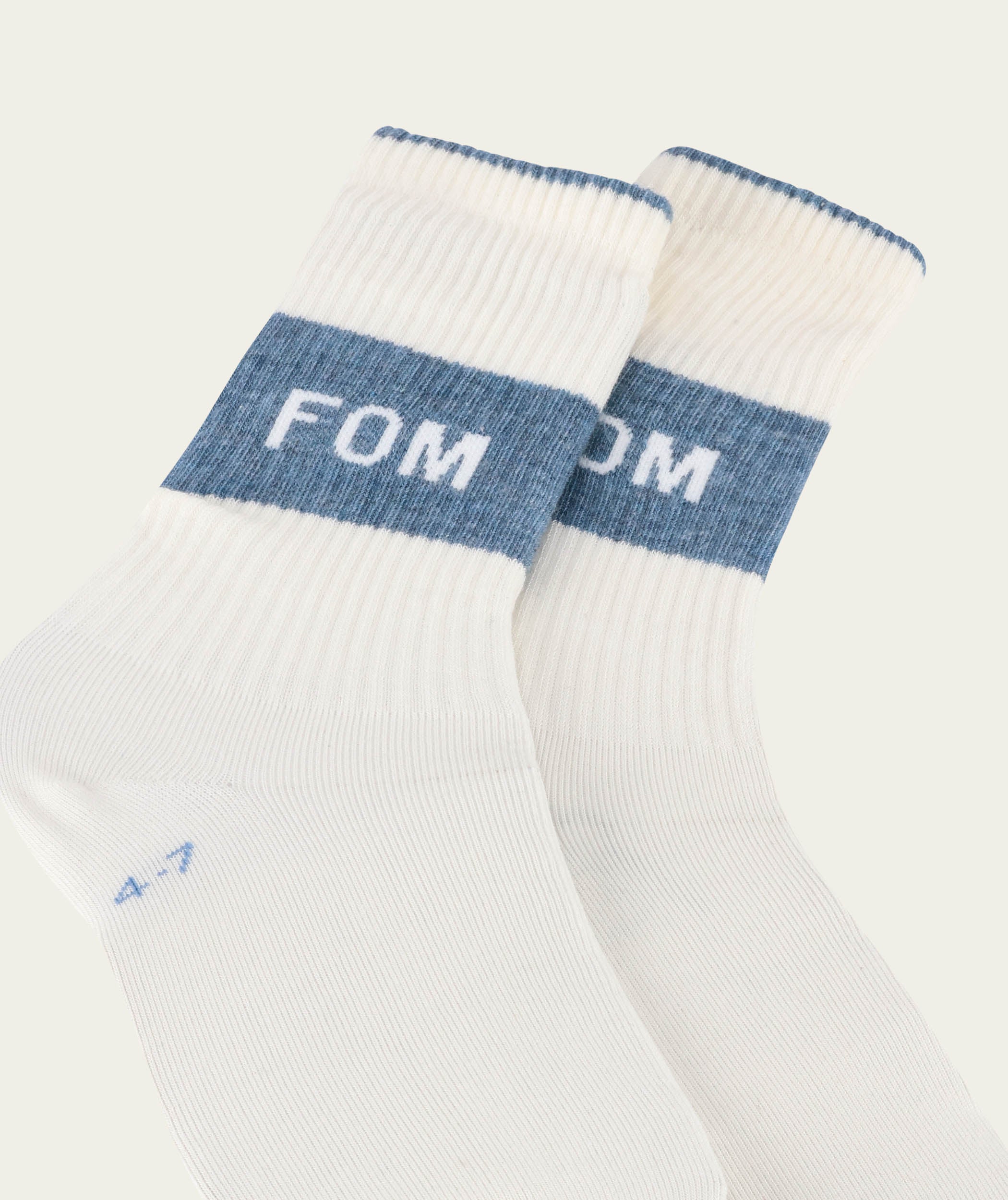 Socks Crew Twin Pack - Cream & Sky Blue Stripe (Size 4-7)