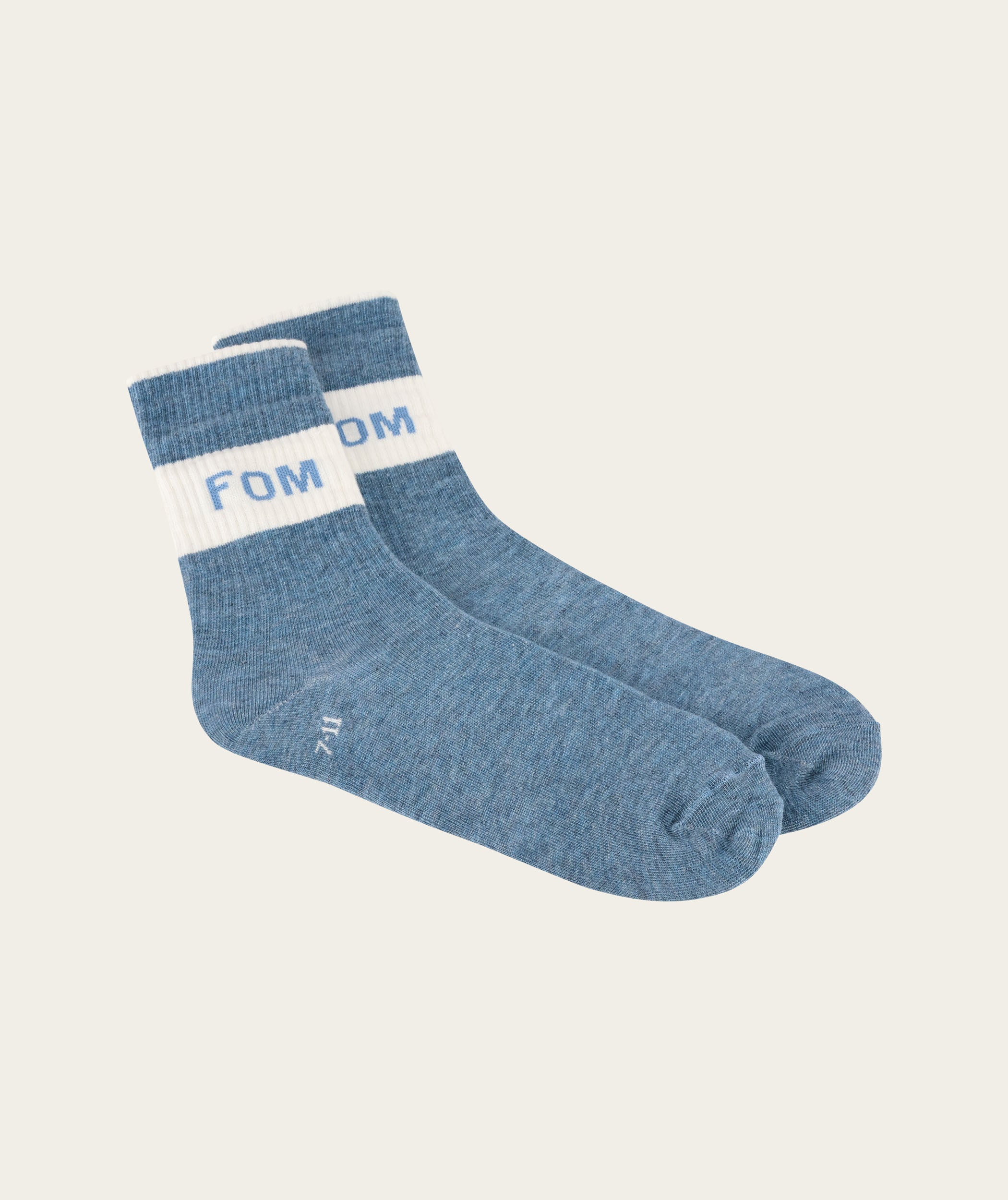 Socks Crew Twin Pack - Cream & Sky Blue Stripe (Size 7-11)