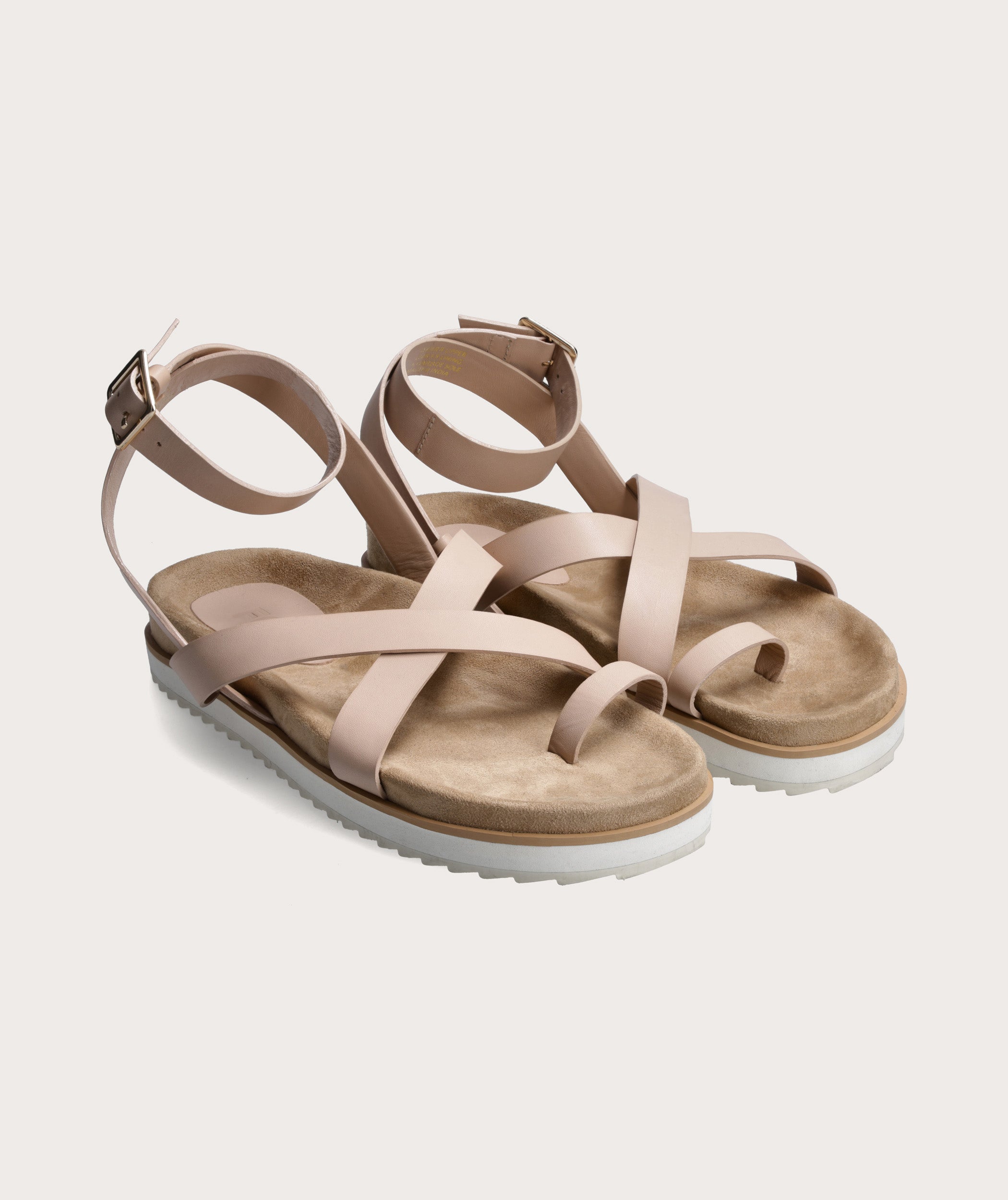 Tan strappy flat on sale sandals