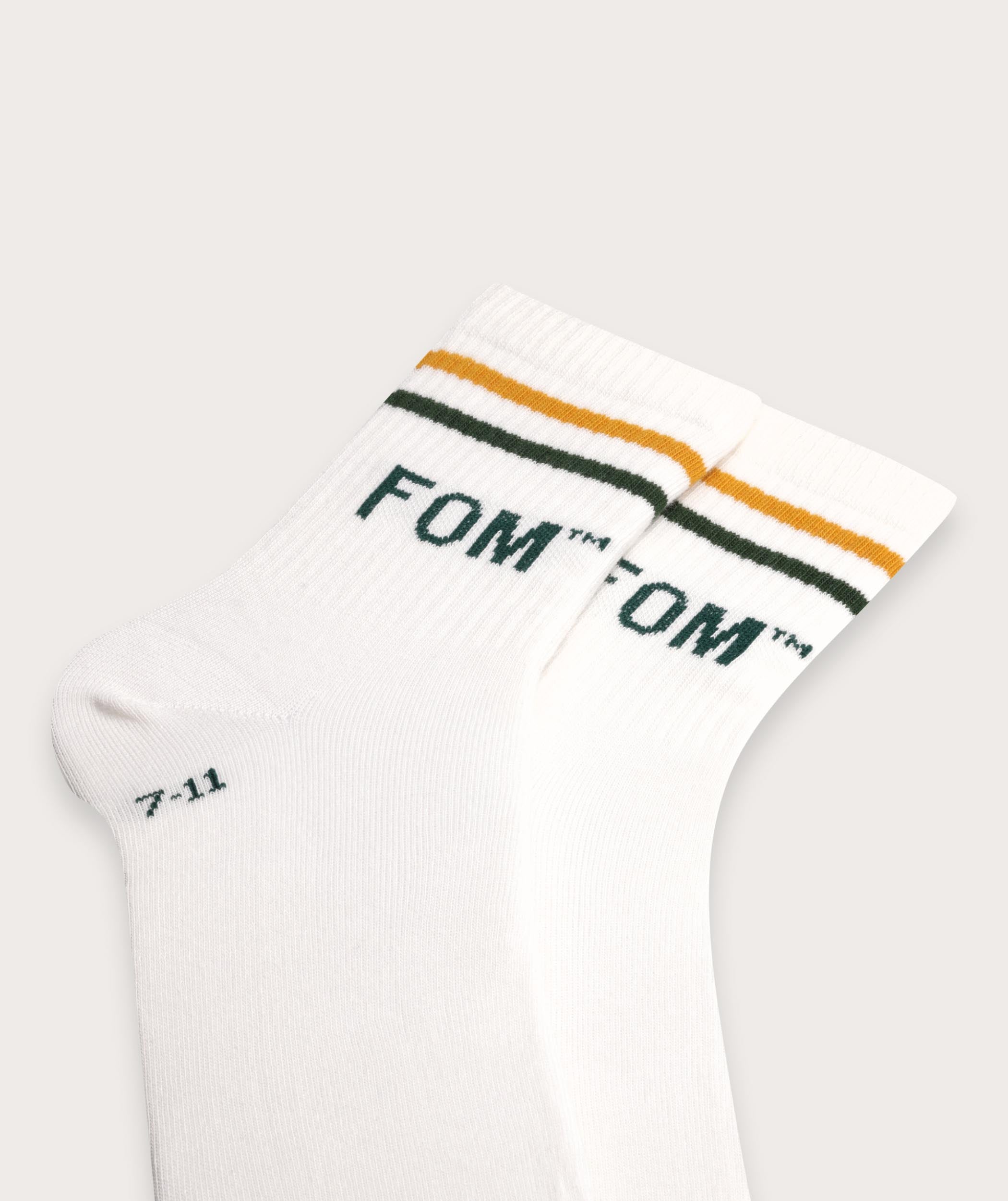 Socks Active - Ivory / Green & Gold Stripes (Size 7-11)