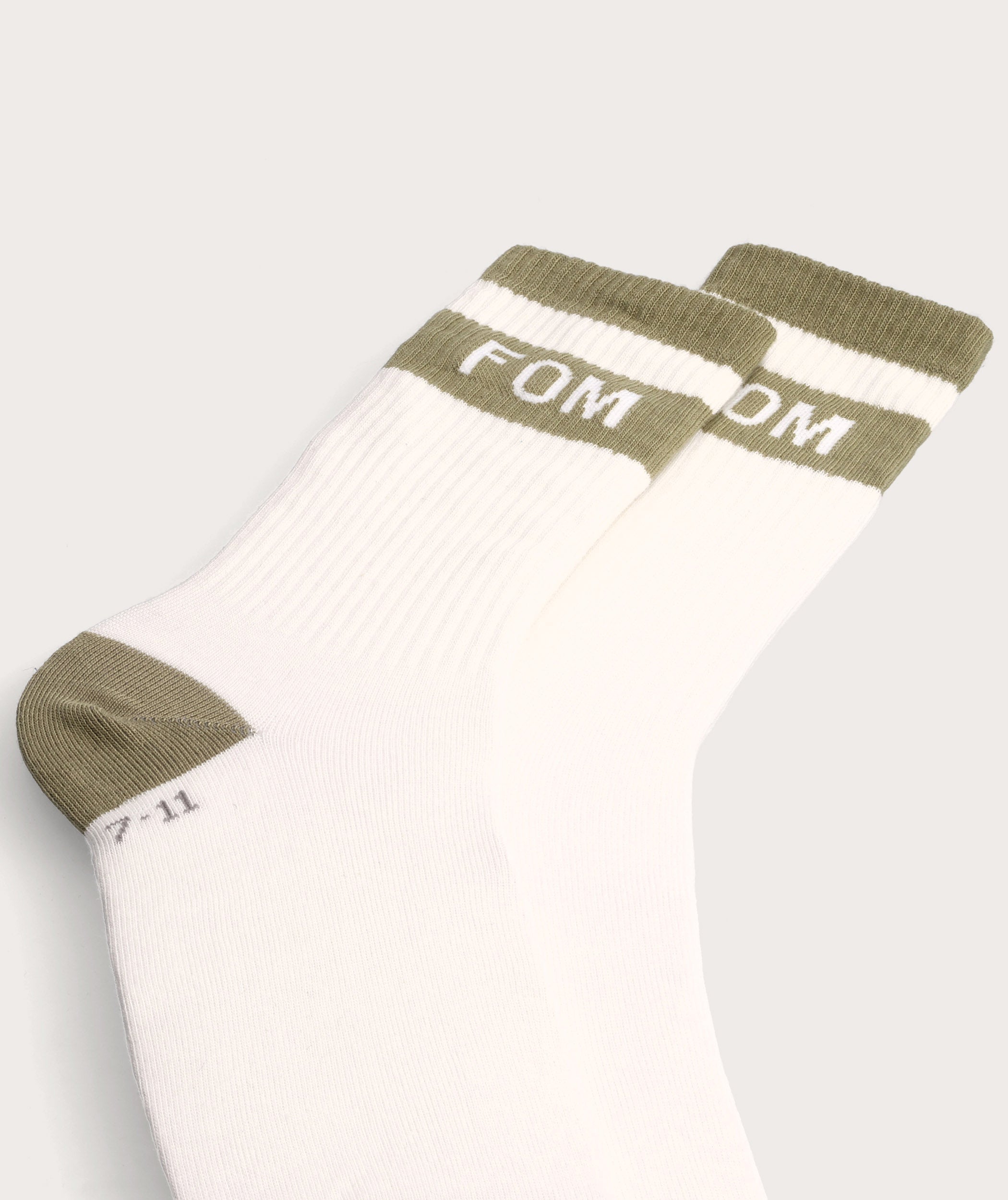 Socks FOM Crew - Cream & Olive (7-11)