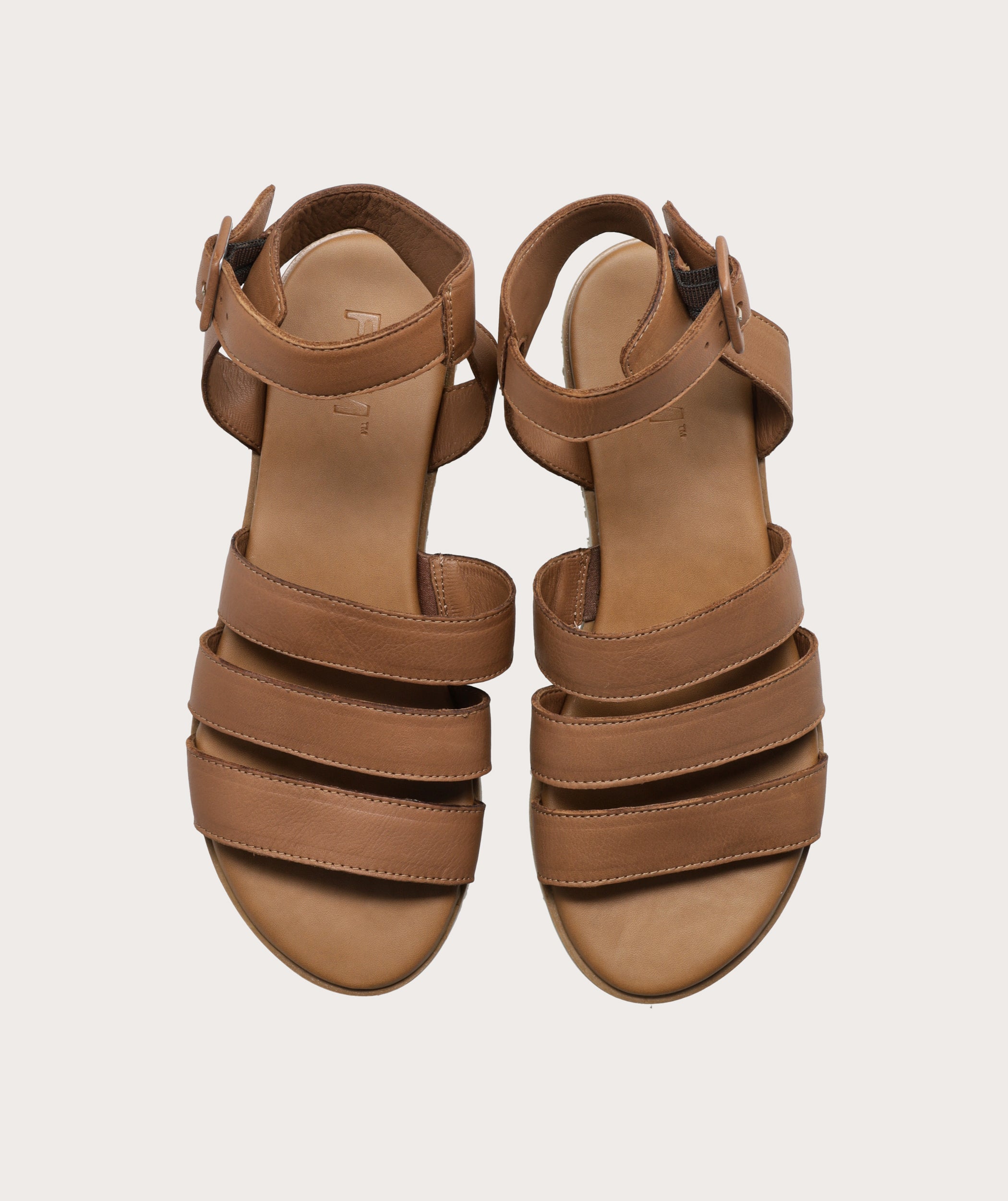 Ladies Triple Strap Sandal Tan