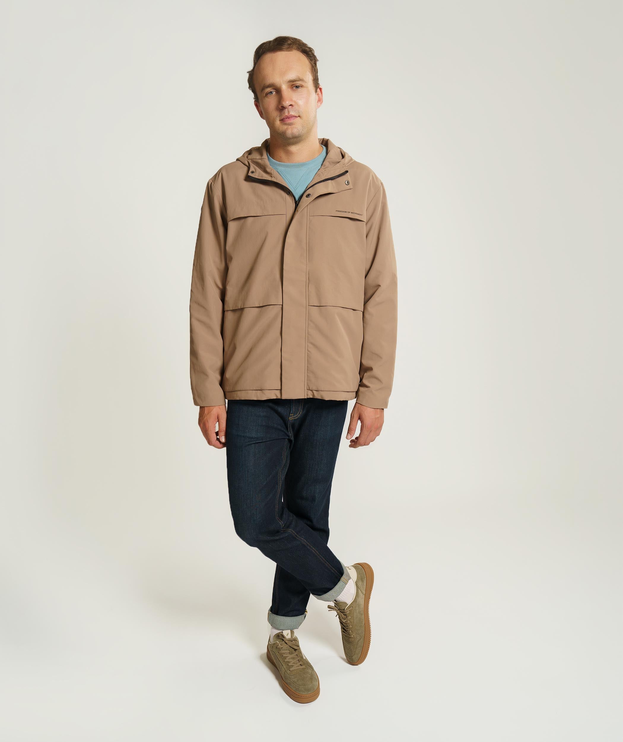 Mens Zip Through Windbreaker - Mocha