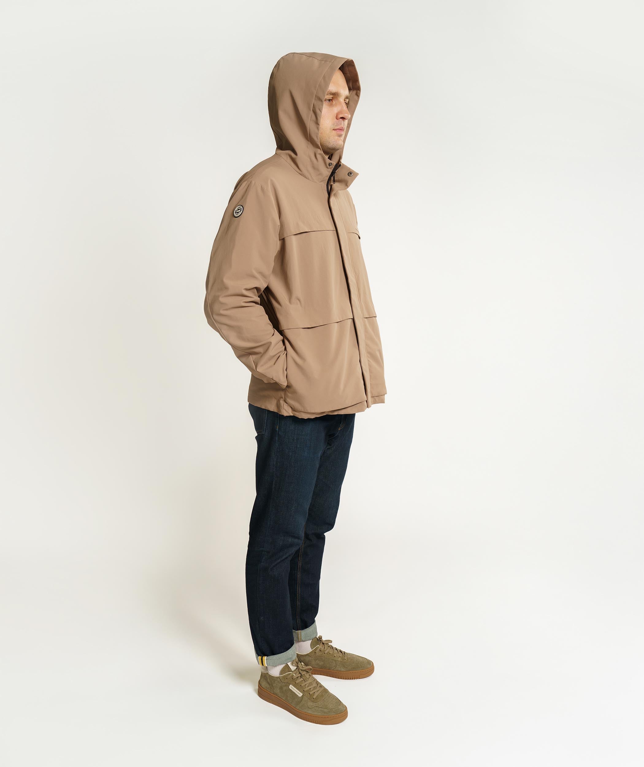 Mens Zip Through Windbreaker - Mocha