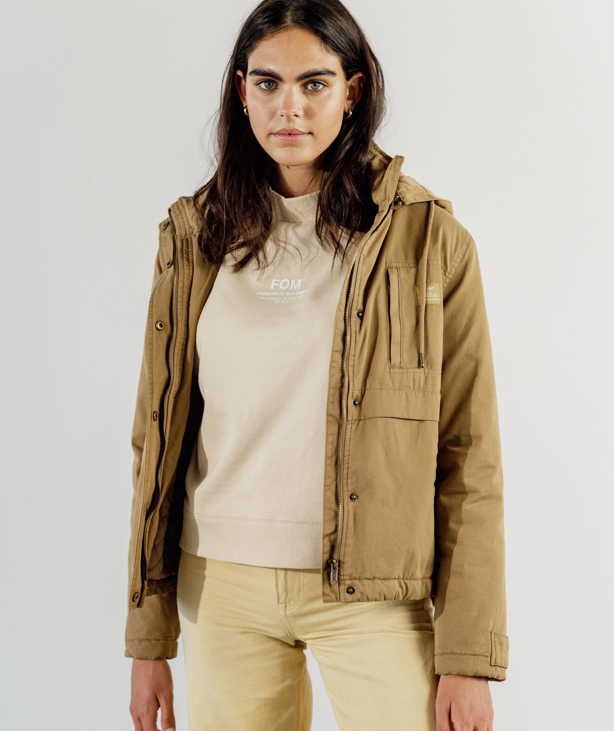 FOM Ladies Cropped Parka - Sand Stone