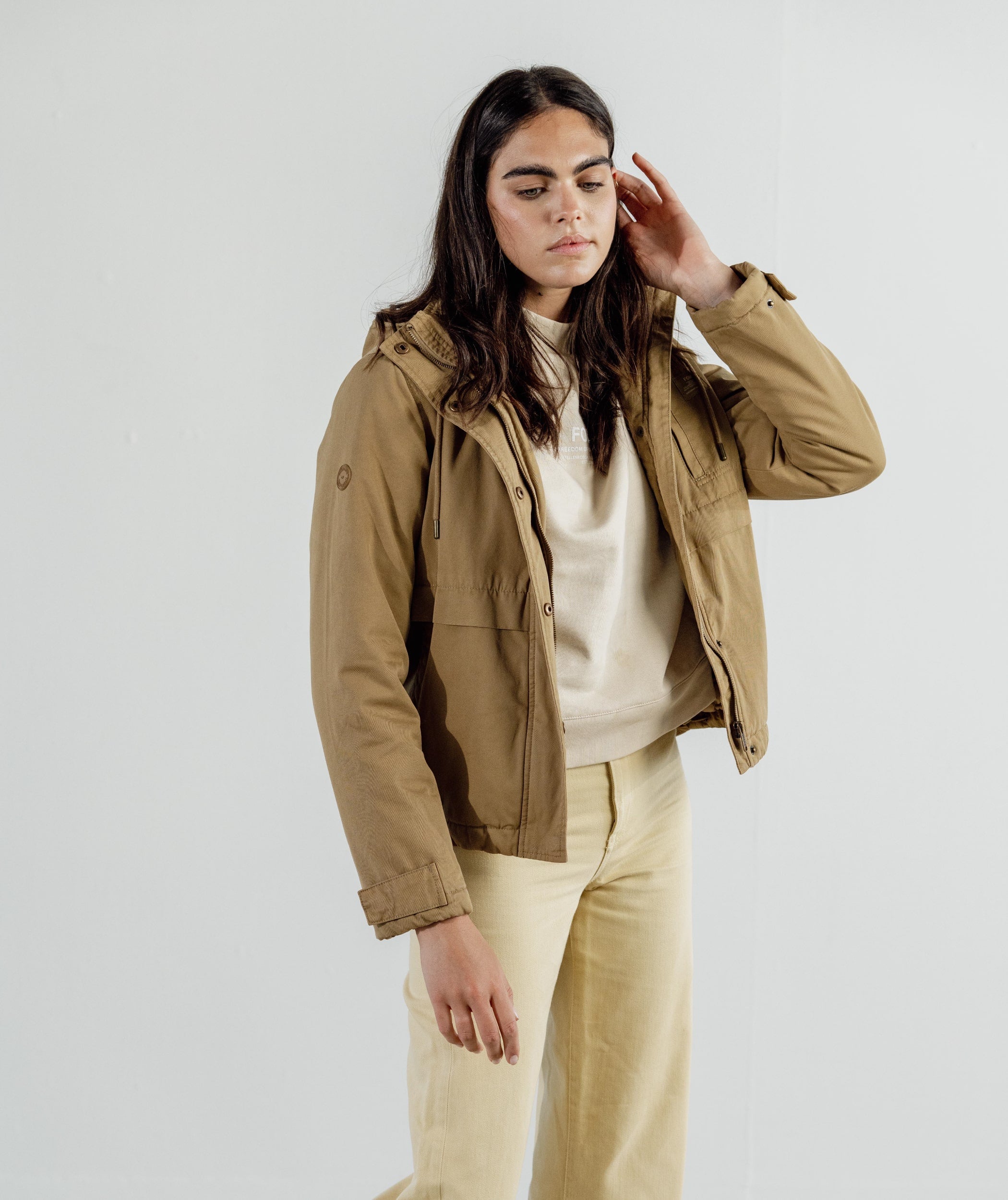 FOM Ladies Cropped Parka - Sand Stone