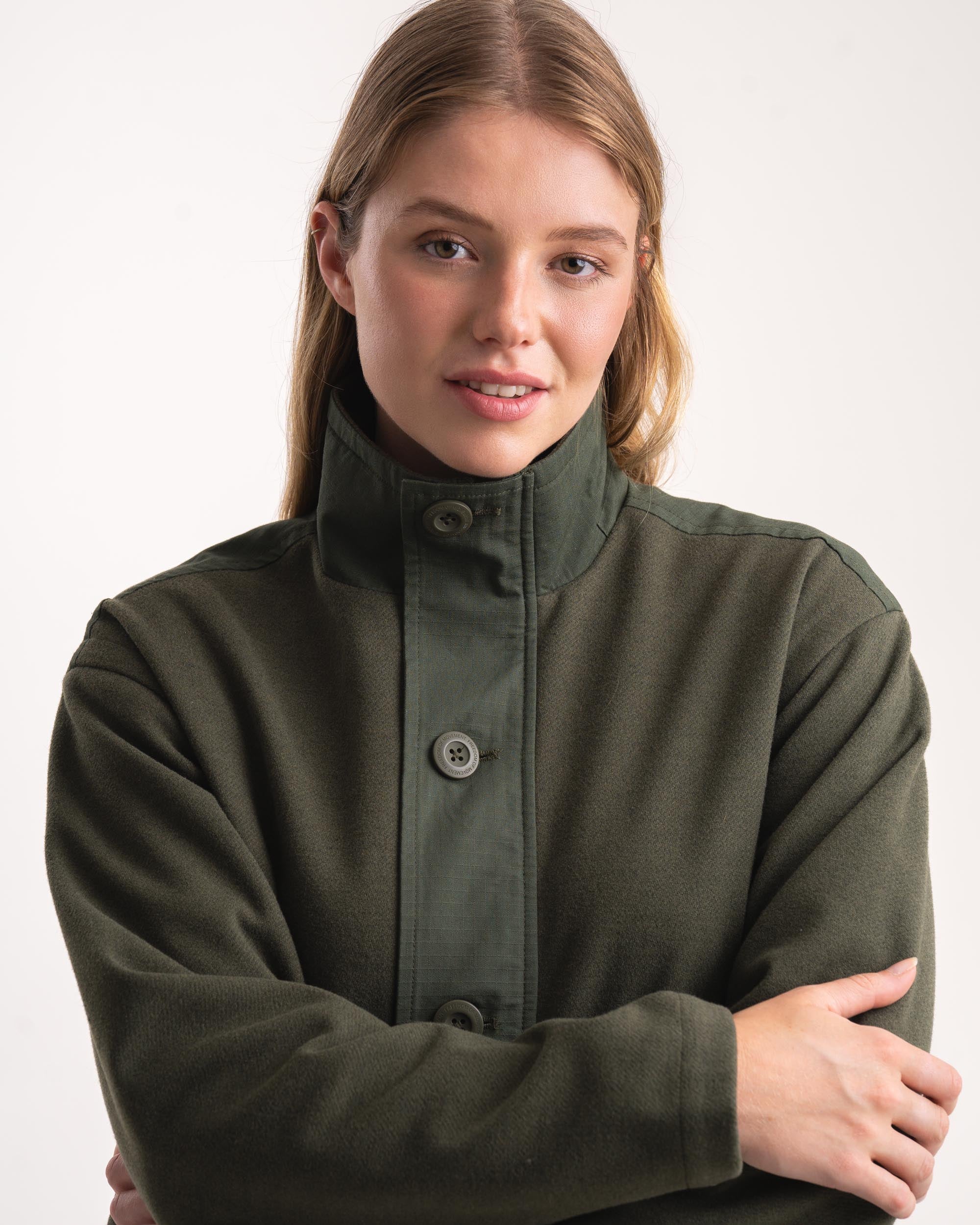 Ladies Melton Button Jacket Bottle Green Women s Day Sale FOM SA