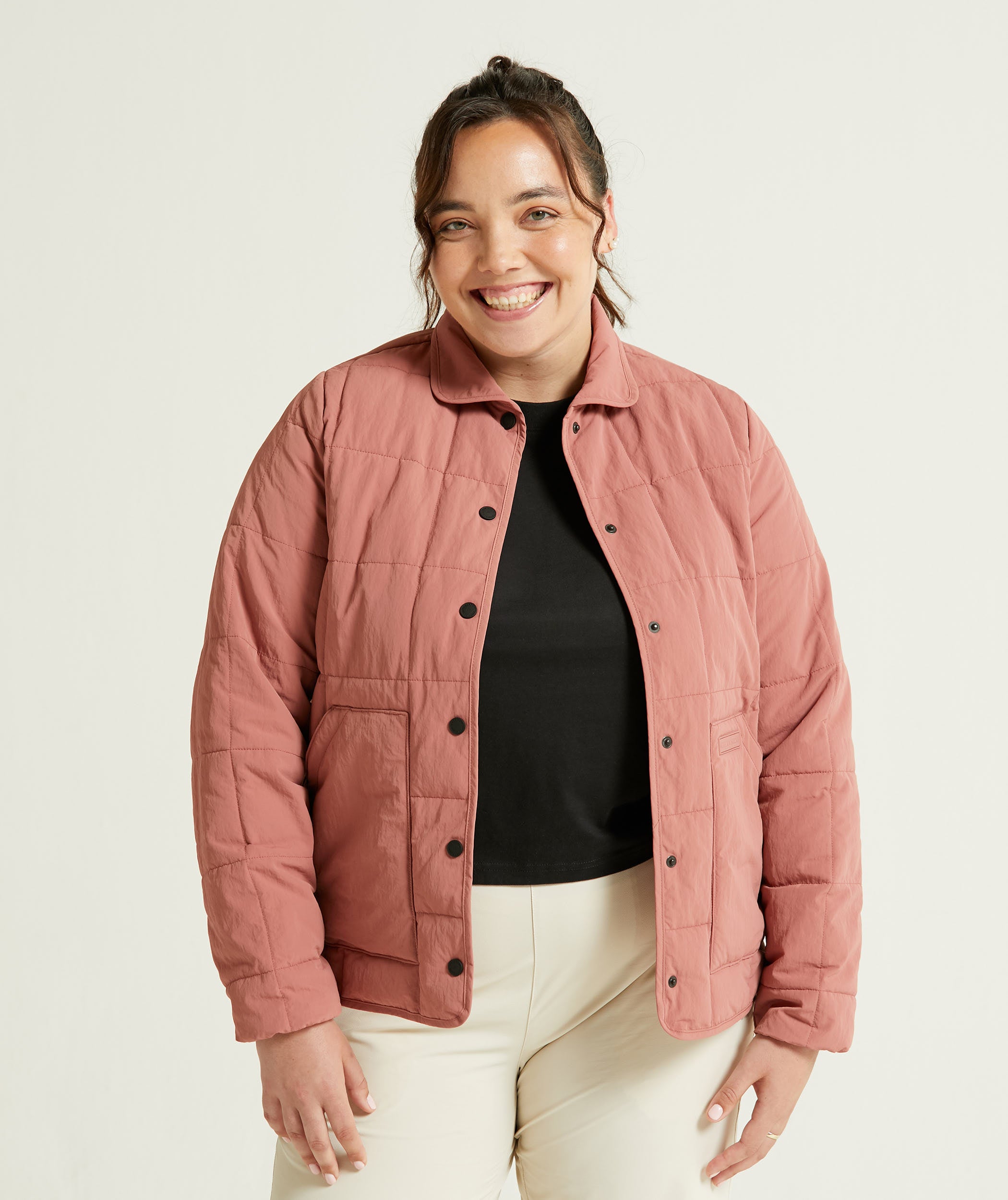 Ladies Quilted Puffer Jacket - Rose