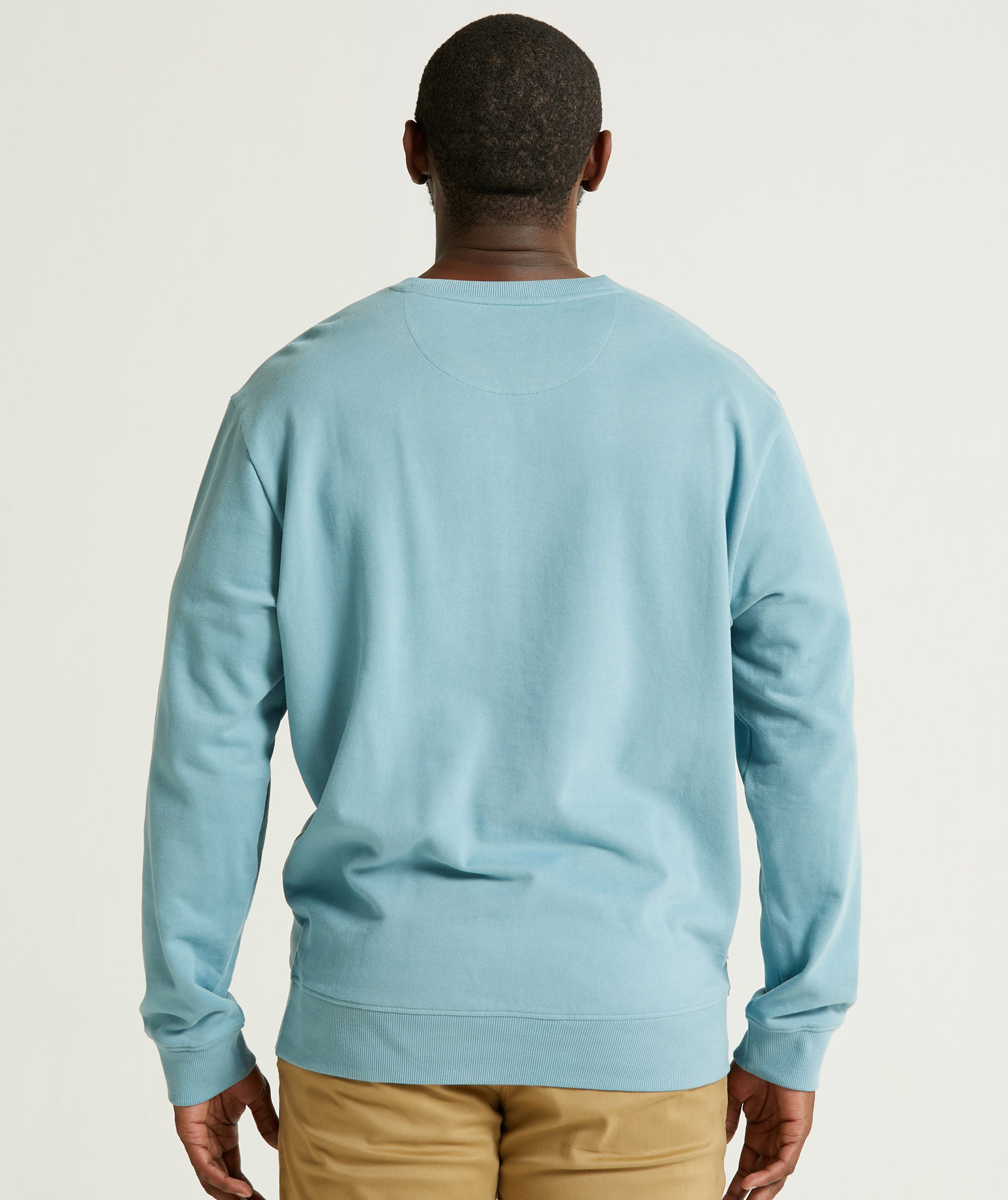 Mens Crew Neck Embroidery Sweatshirt - Sea Breeze