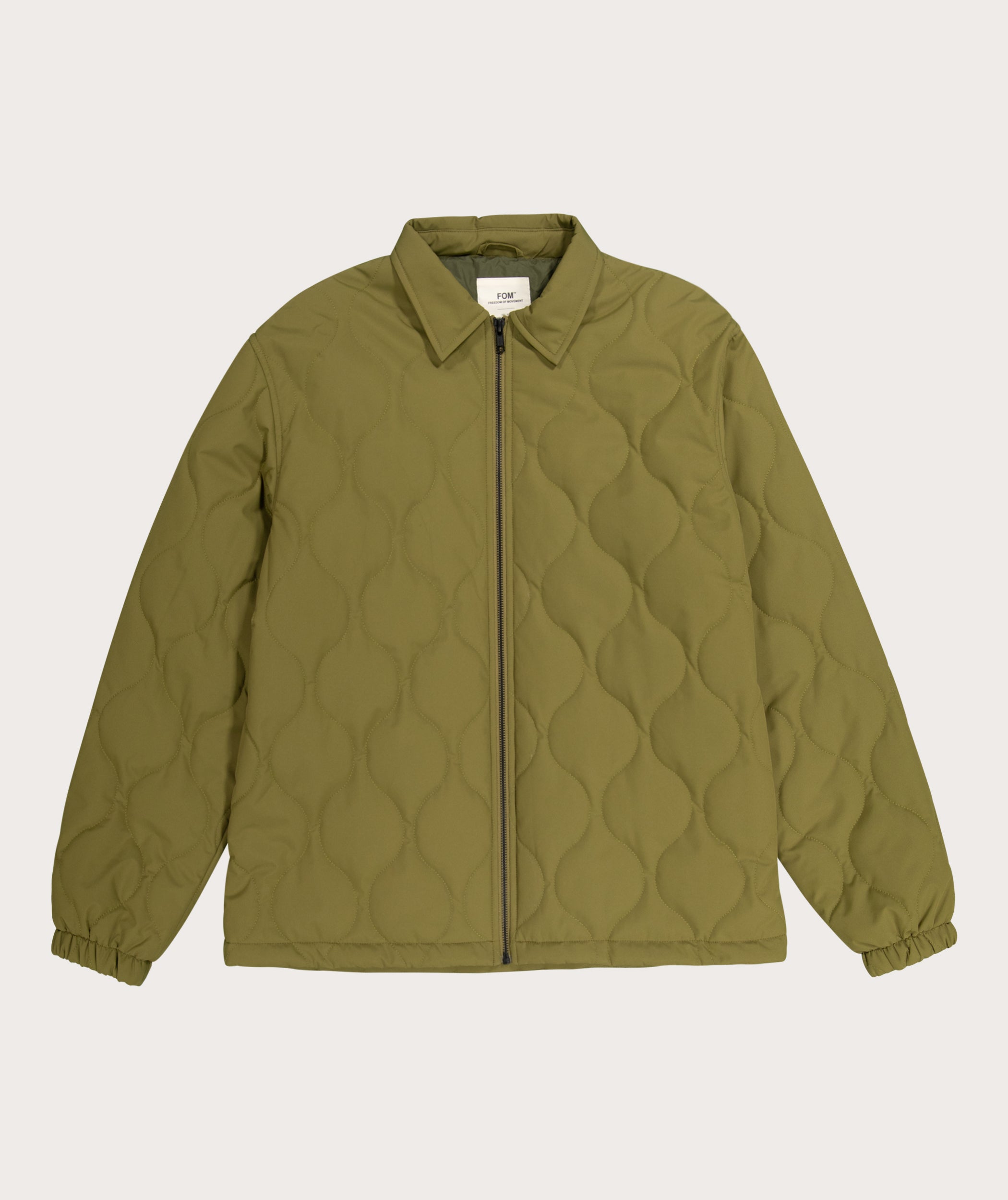 Mens Water Resistant Quilted Jacket Olive Green Tops FOM SA