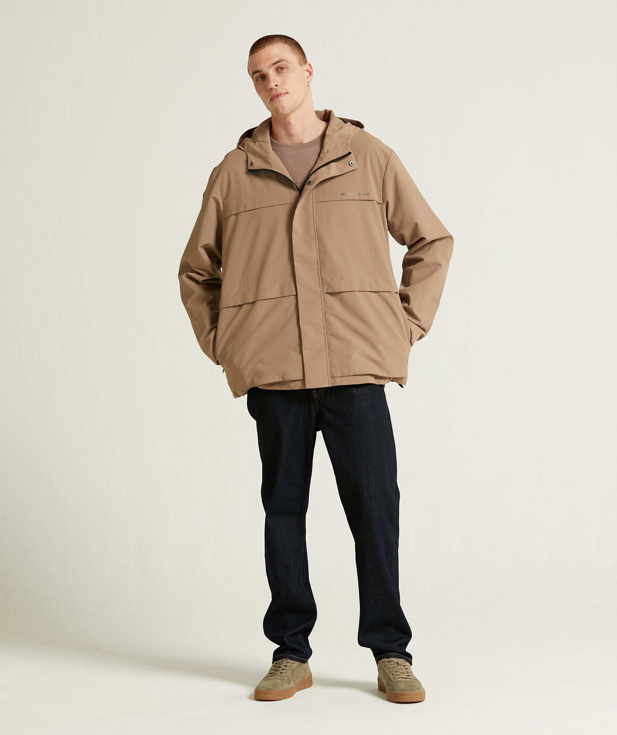 Mens Zip Through Windbreaker - Mocha