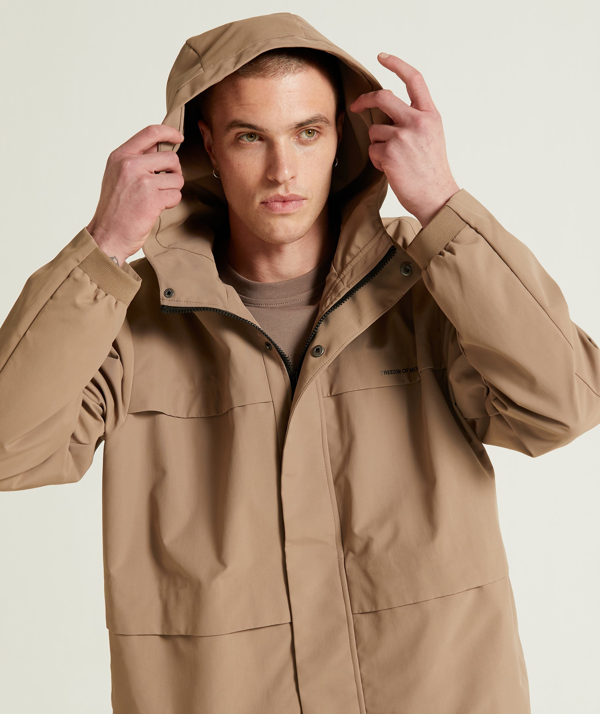 Mens Zip Through Windbreaker - Mocha