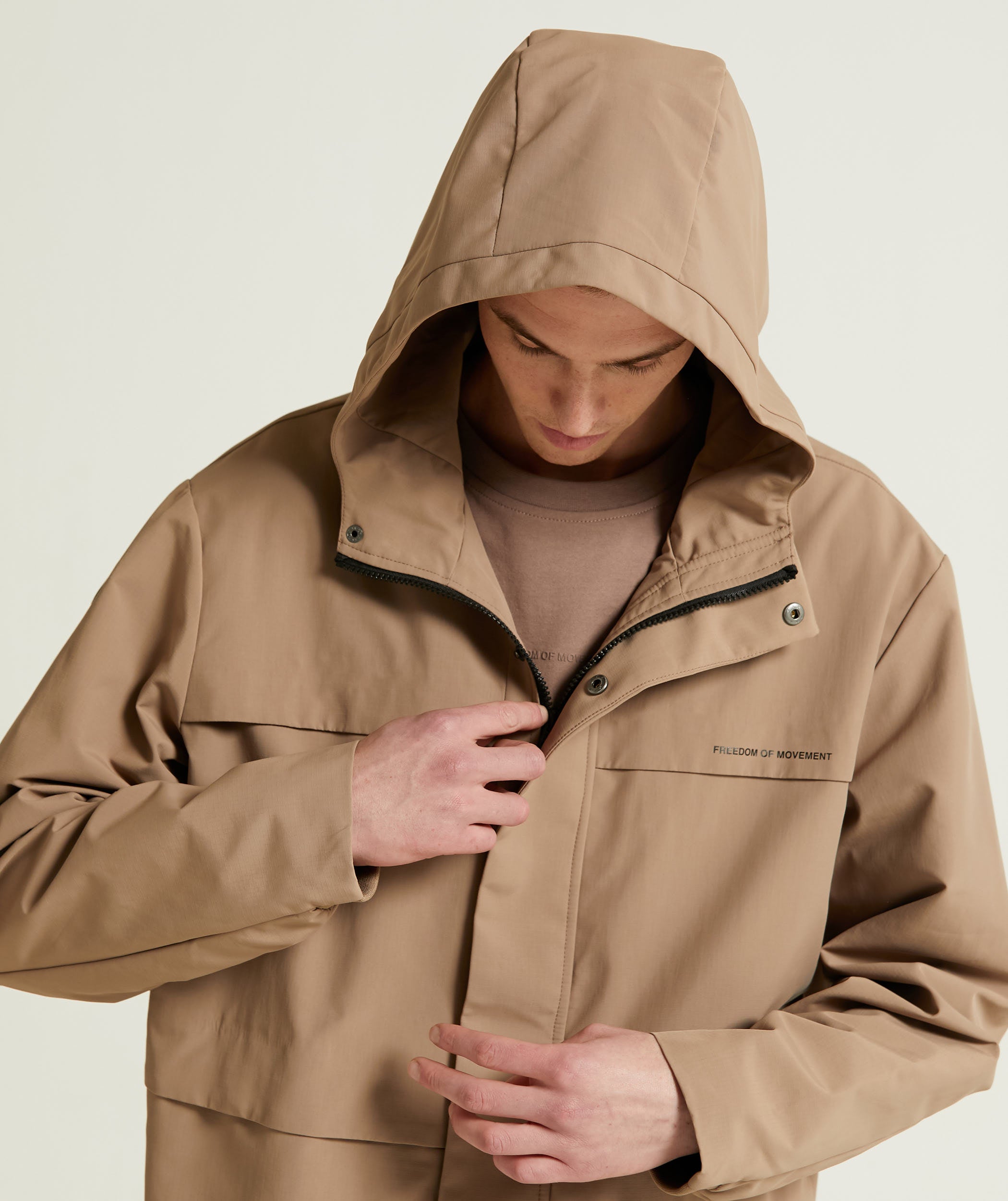 Mens Zip Through Windbreaker - Mocha