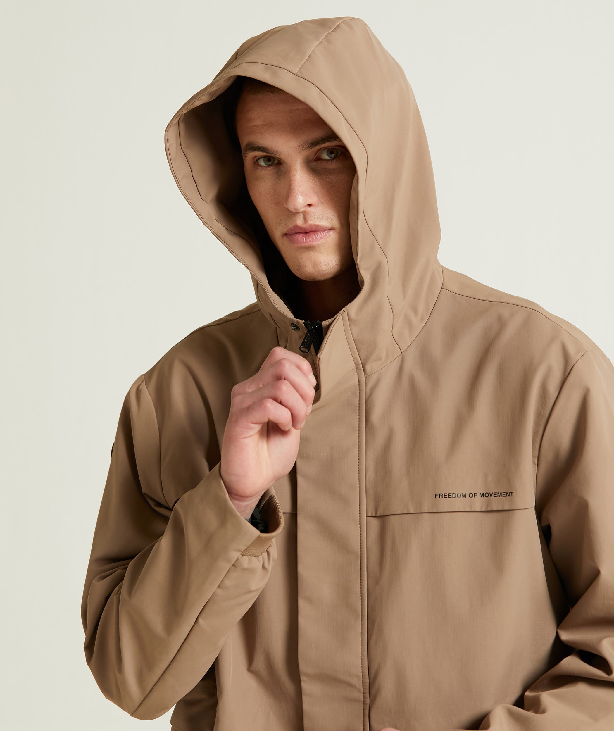 Mens Zip Through Windbreaker - Mocha