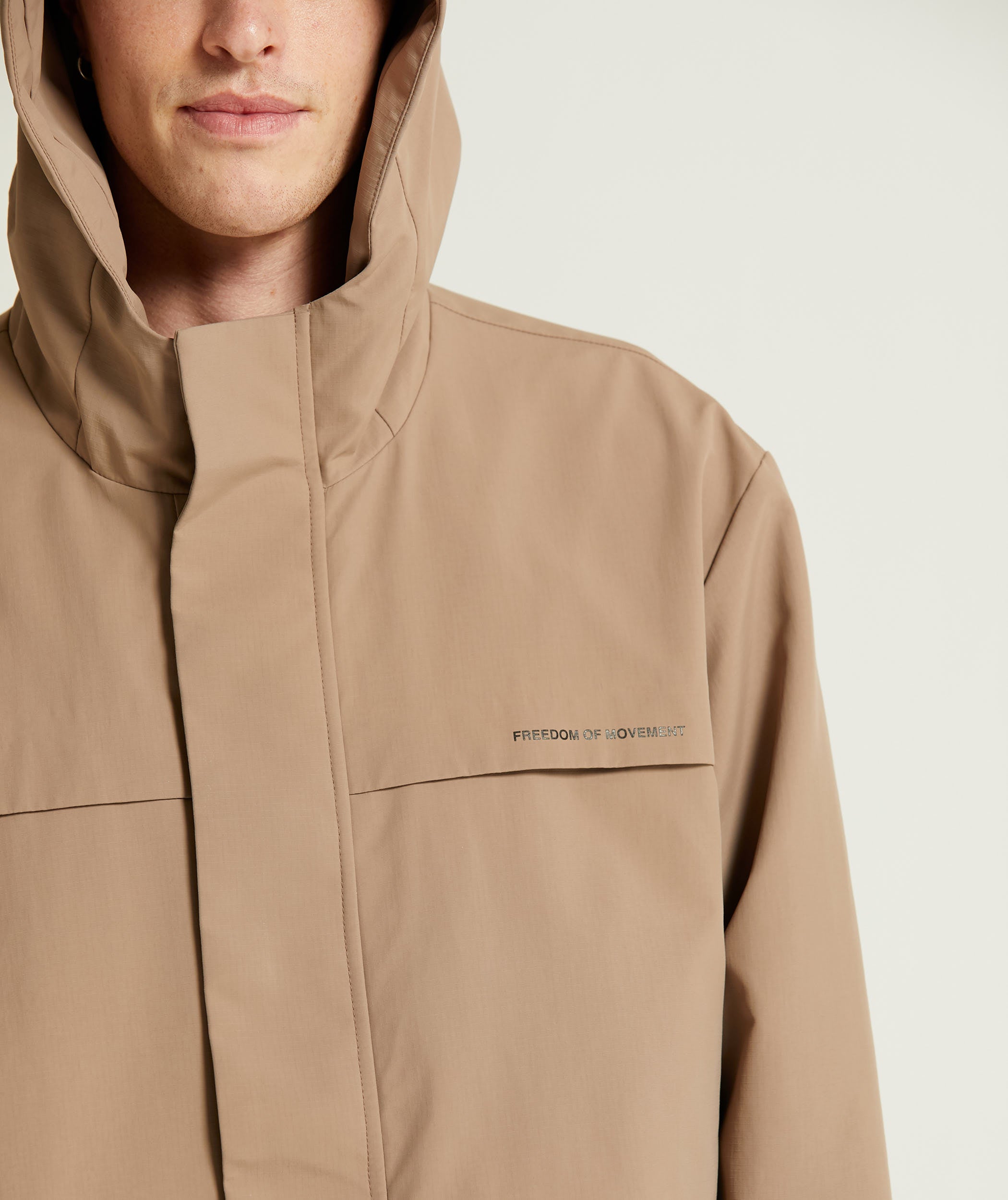 Mens Zip Through Windbreaker - Mocha