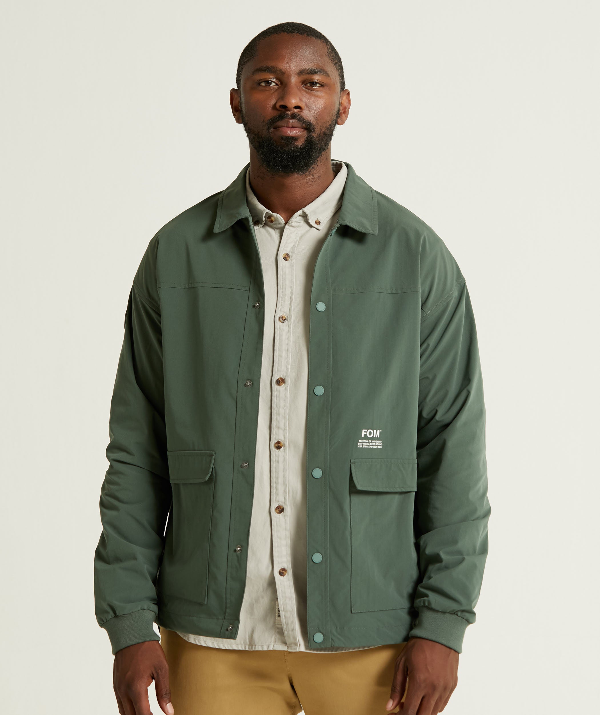 Mens Button Through Jacket - Hunter Green