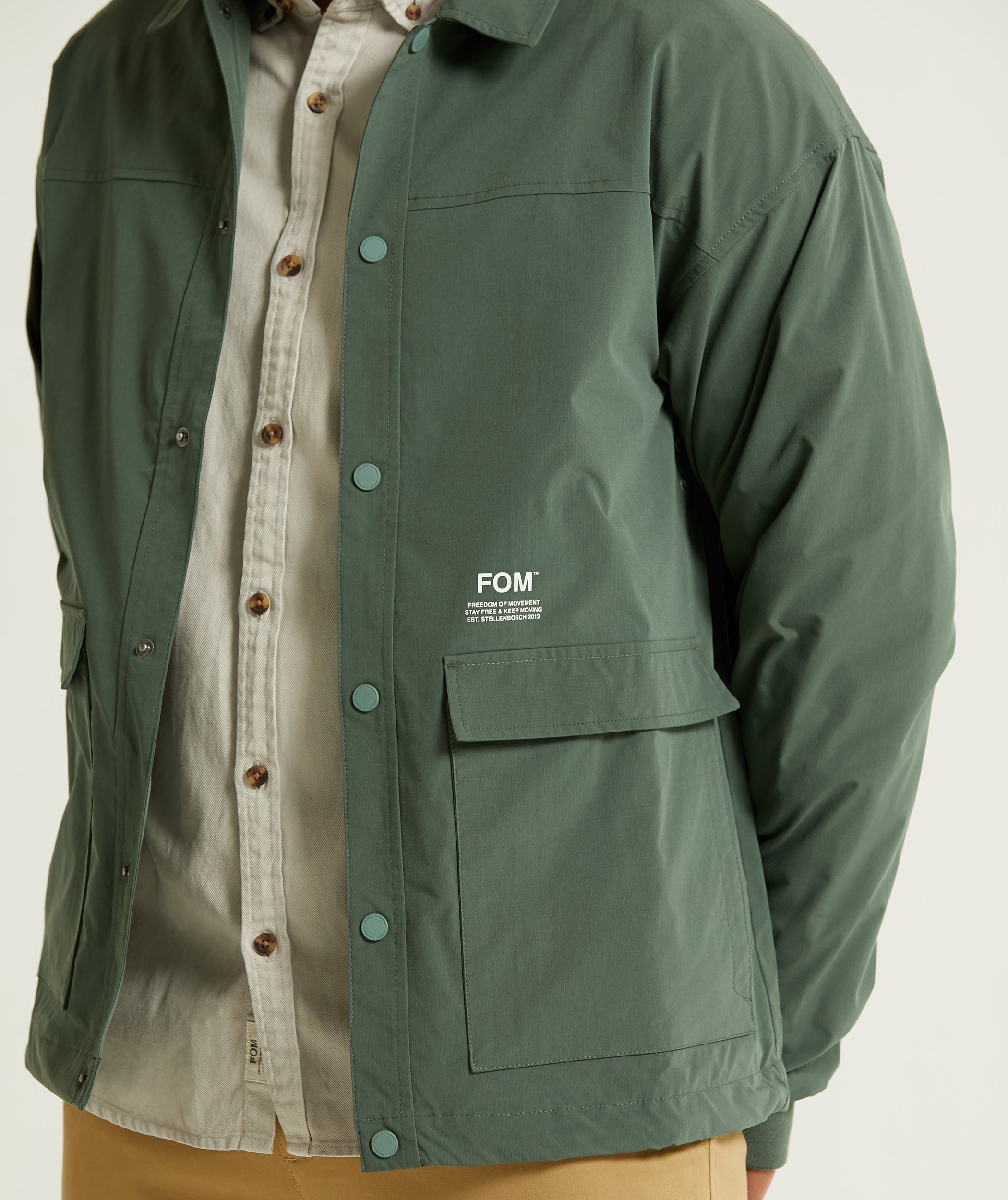 Mens Button Through Jacket - Hunter Green