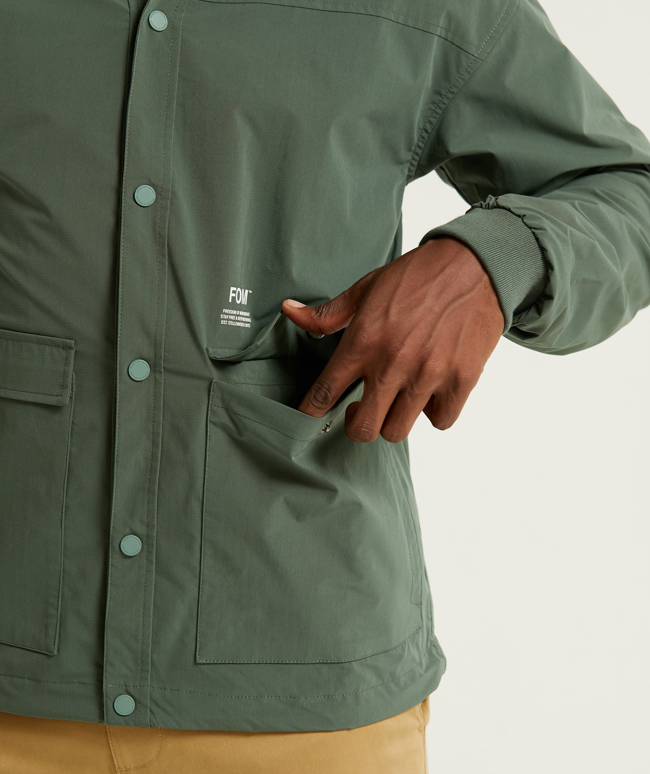 Mens Button Through Jacket - Hunter Green