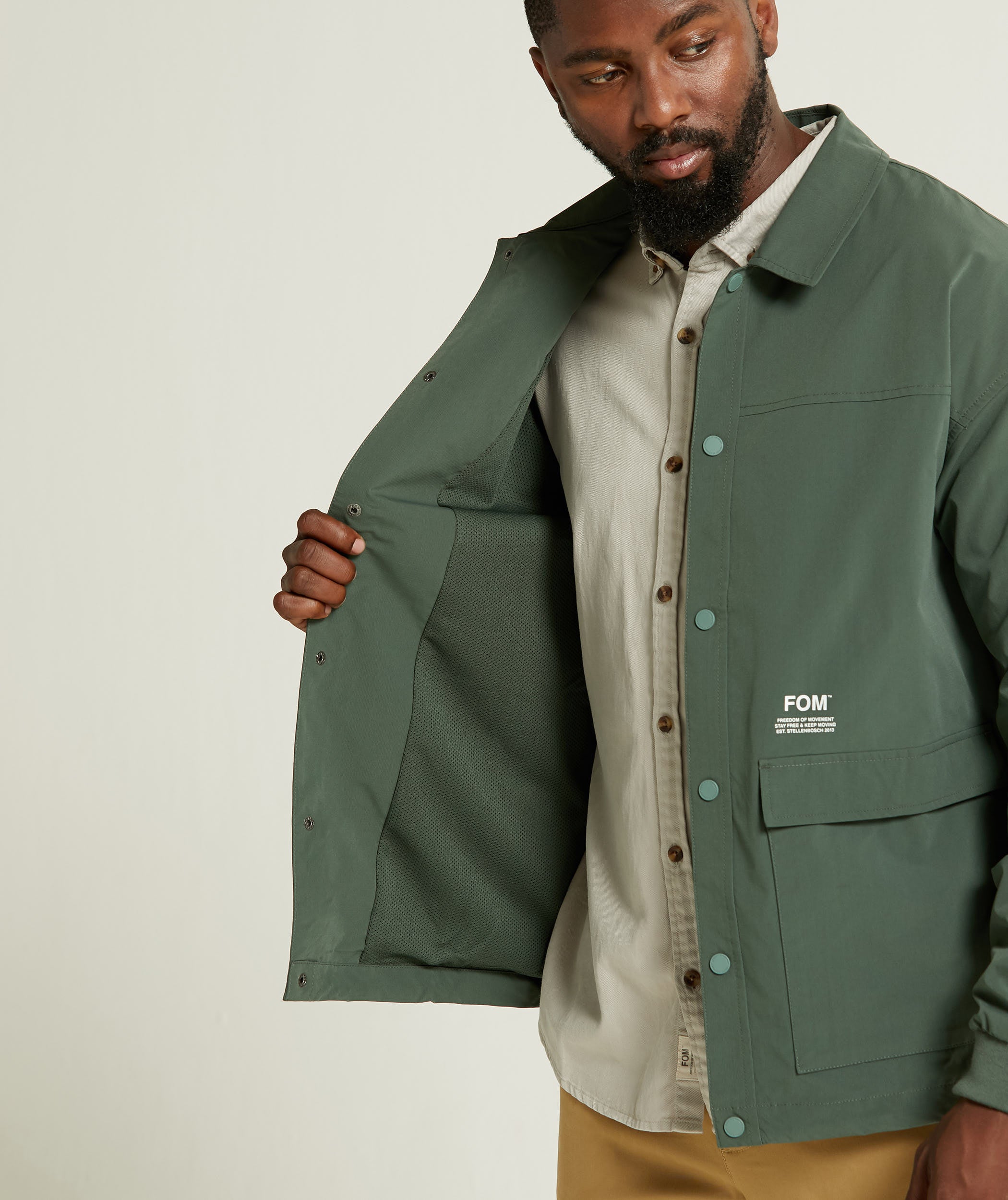 Mens Button Through Jacket - Hunter Green