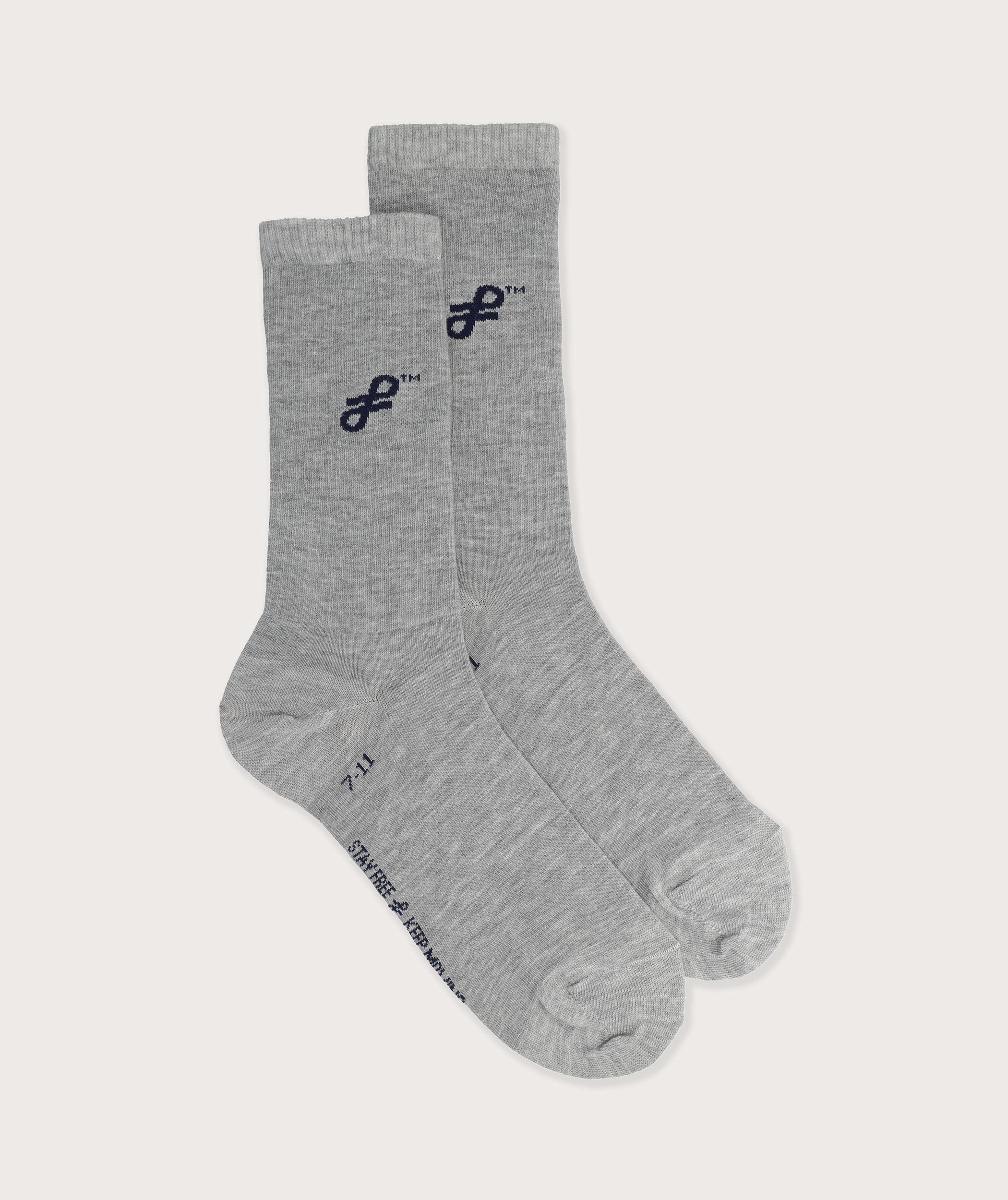 Socks FOM Crew Grey Melange/ Navy Knot  (Size 7-11)